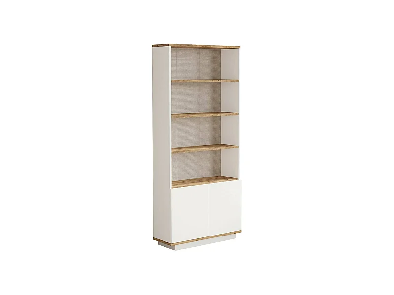Bücherregal Dmartine, Büroregal, Mobiler Buchhalter, Bücherbrett, 75x27h168 cm, Eiche und Weiß