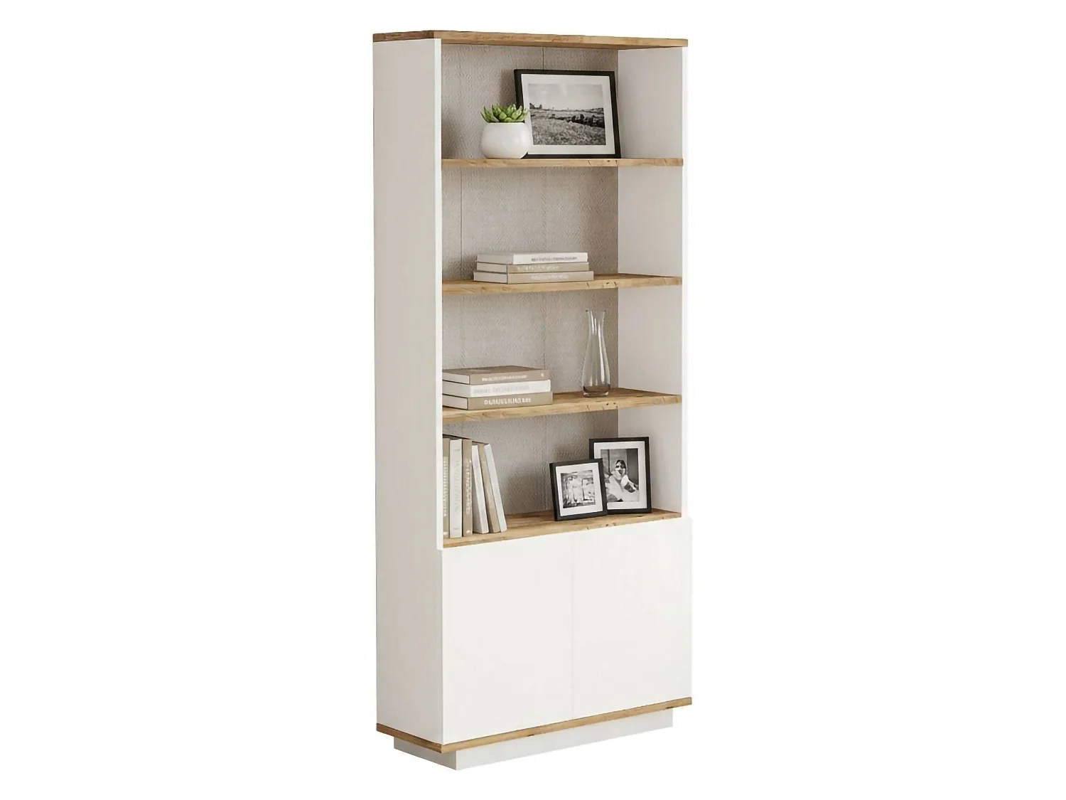 Bücherregal Dmartine, Büroregal, Mobiler Buchhalter, Bücherbrett, 75x27h168 cm, Eiche und WeiÃŸ