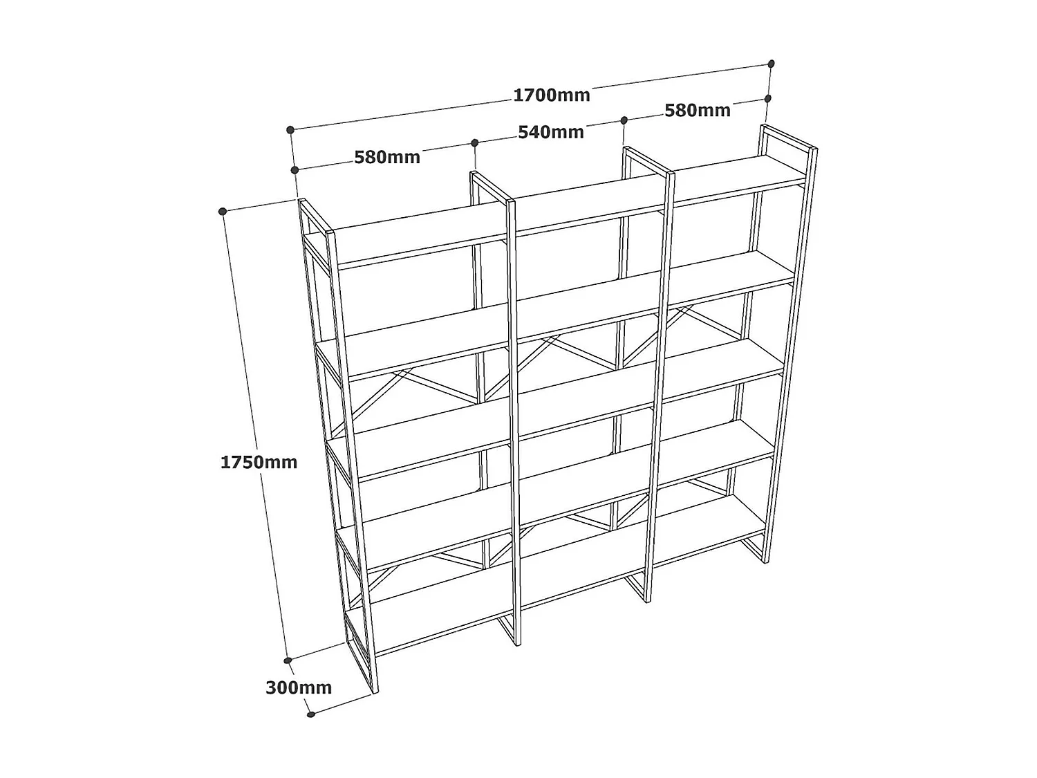 Bibliothèque Sagit, Etagère de bureau, Porte-livre mobile, Librairie, 170x30h175 cm, Blanc et Or