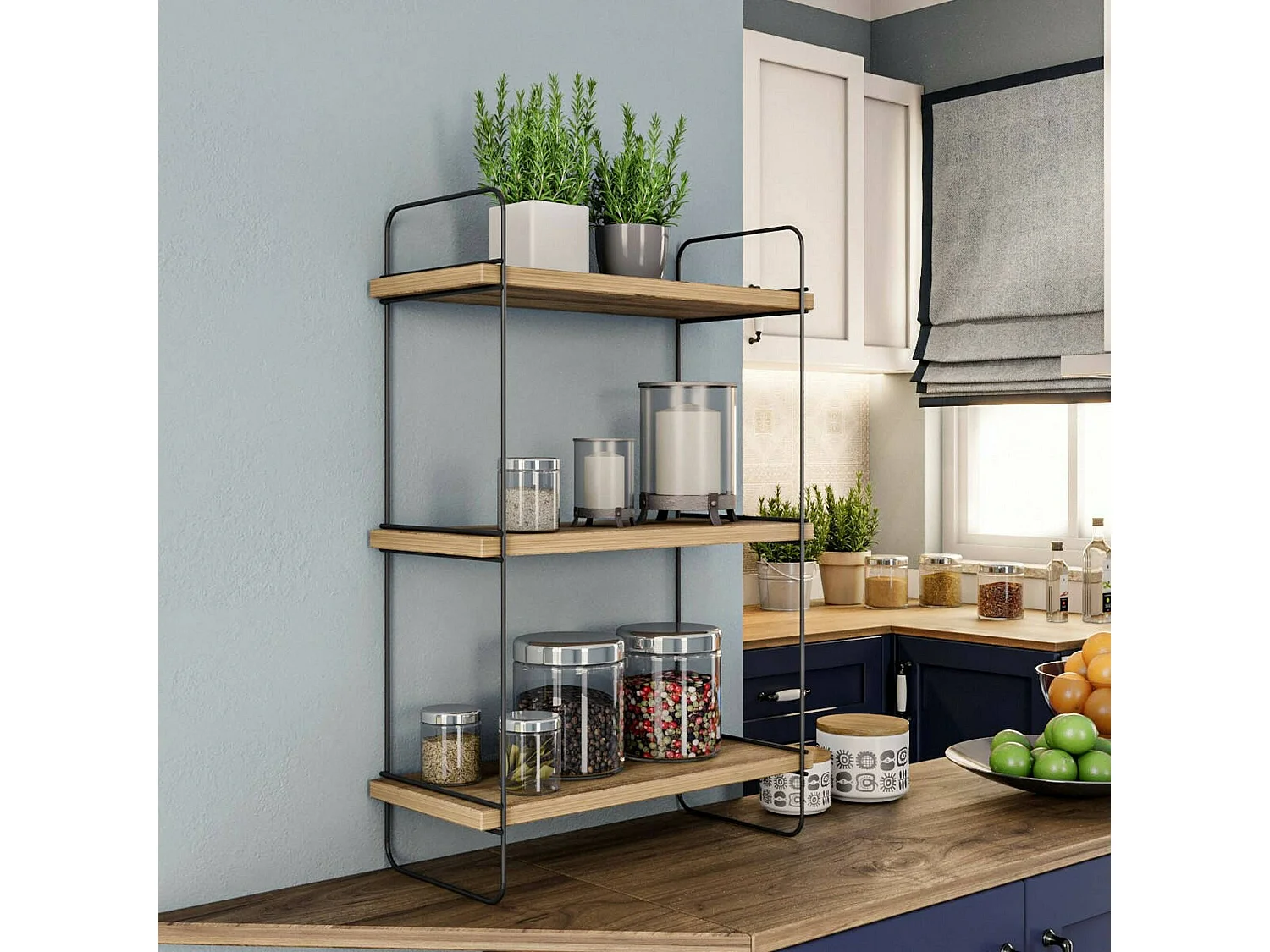 Étagère murale Alterf, Étagère, Tablette murale, Rayonnage polyvalent, 40x20h66 cm, Chêne