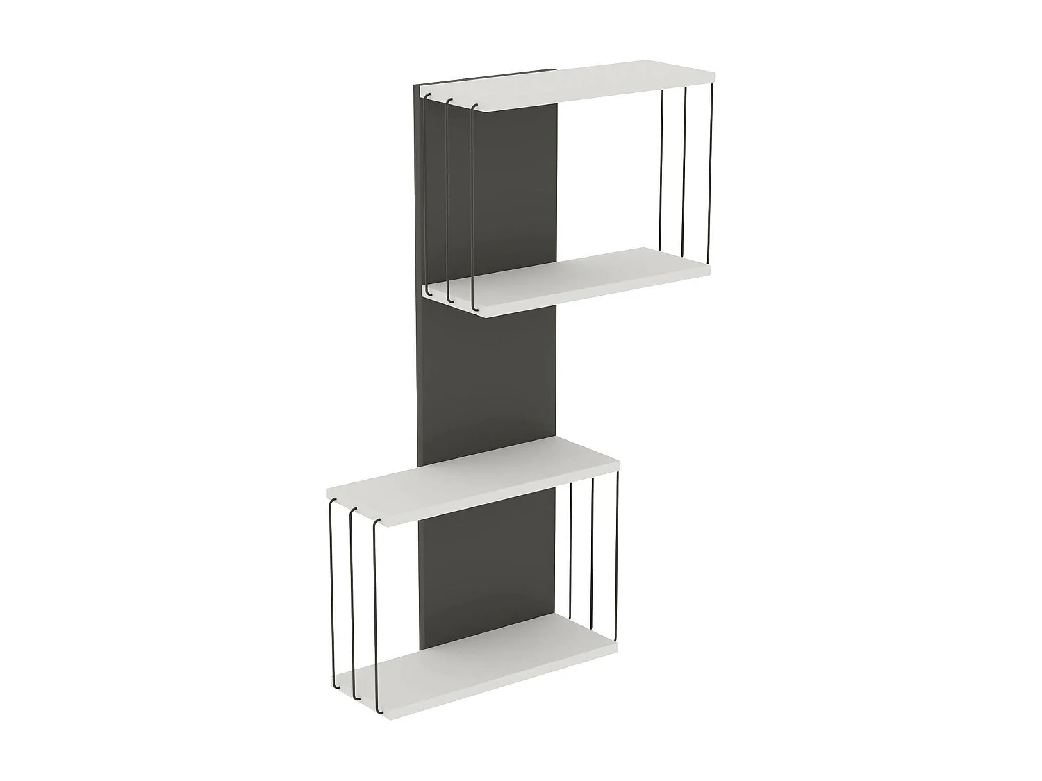 Étagère murale Mirzam, Étagère, Tablette murale, Rayonnage polyvalent, 65x19h96 cm, Blanc et anthracite