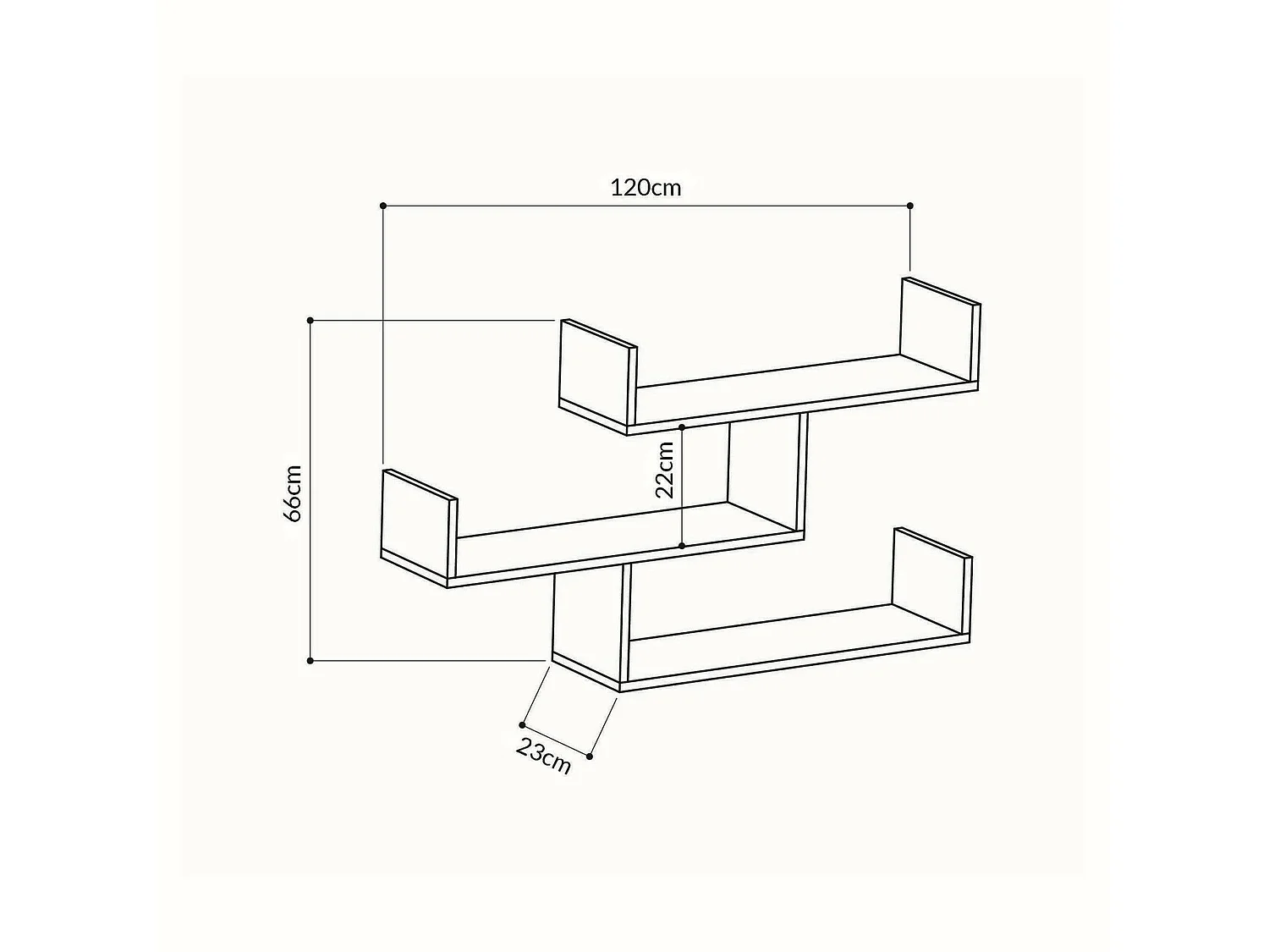 Regal Dgaleazz, Gestell, Wandregal, Mehrzweckregale, 122x22h67 cm, Anthrazit
