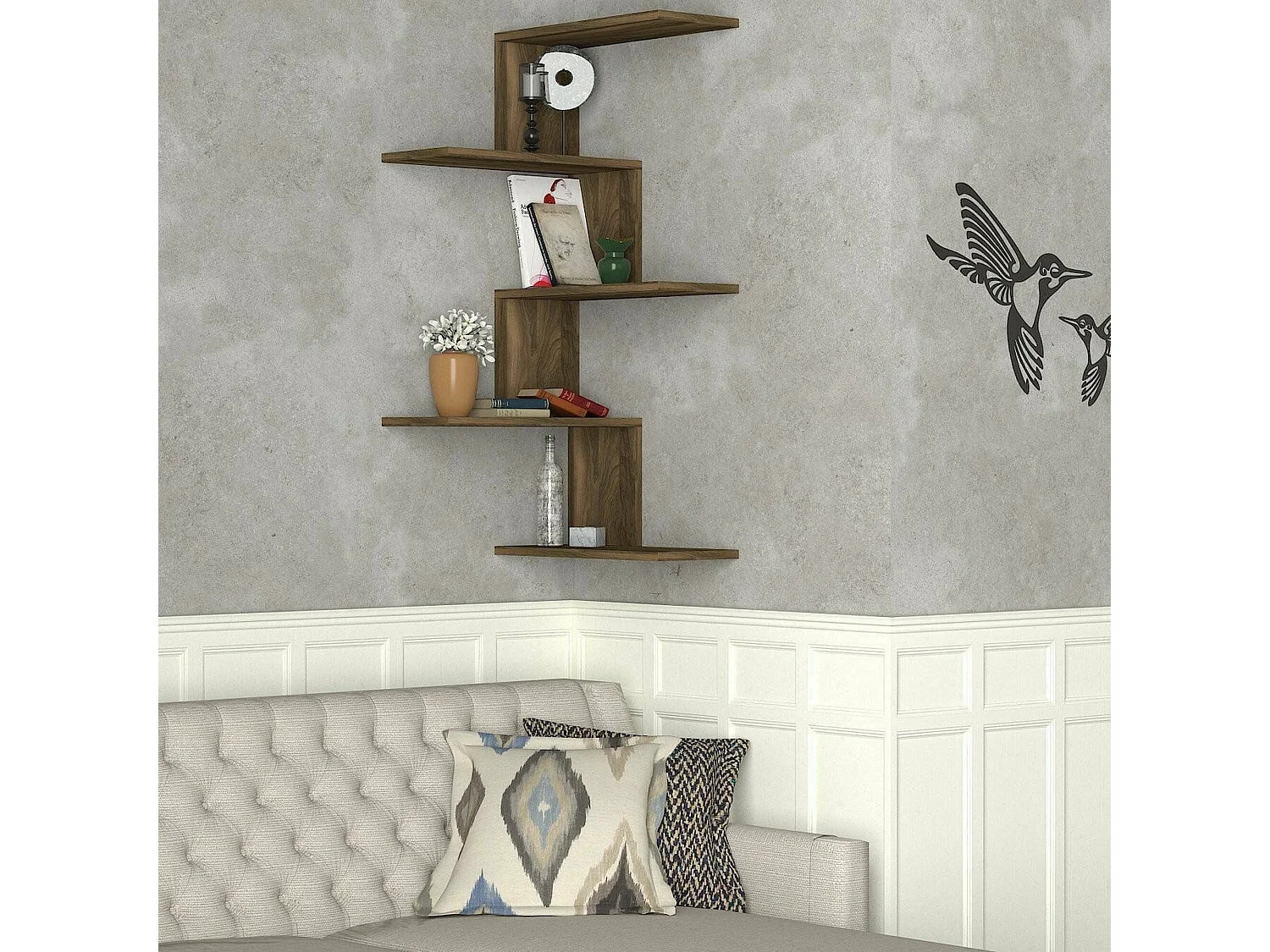 Dmacr-plank, plank, wandplank, multifunctionele rekken, 52x30h109 cm, walnoot