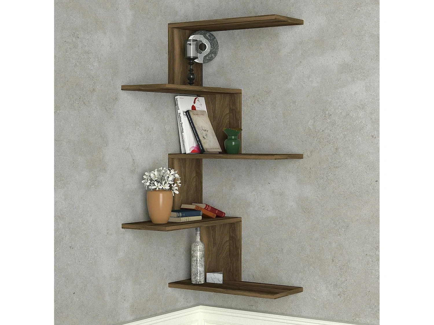 Estantería Dmacr, Estante, Estante de pared, Estanterías multiusos, 52x30h109 cm, Nuez