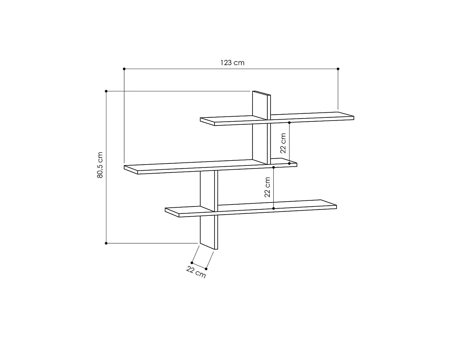Étagère murale Urania, Étagère, Tablette murale, Rayonnage polyvalent, 123x22h81 cm, Anthracite