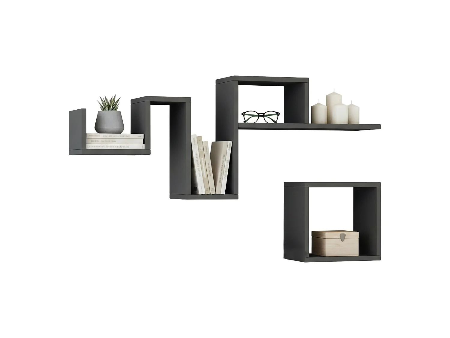 Dhenriqu Plank, Plank, RipiaGeen wandmontage, Multifunctionele rekken, 116x20h45 cm, Antraciet
