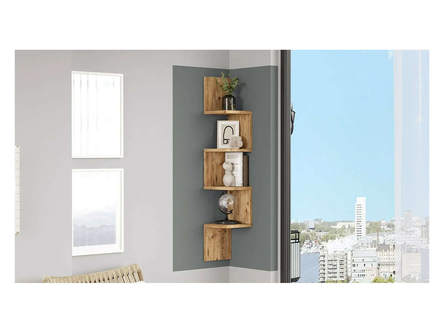 Regal Dmencacc, Gestell, Wandregal, Mehrzweckregale, 22x22h117 cm, Eiche