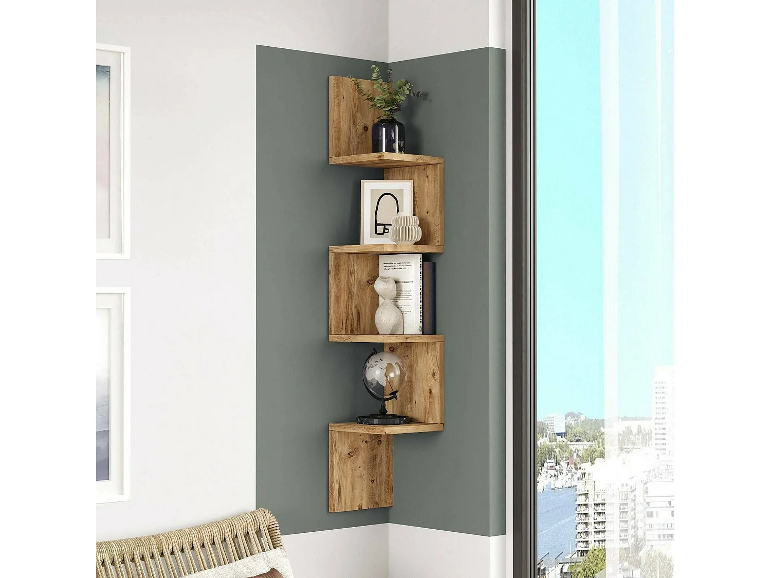 Étagère murale Kalliope, Étagère, Tablette murale, Rayonnage polyvalent, 22x22h117 cm, Chêne