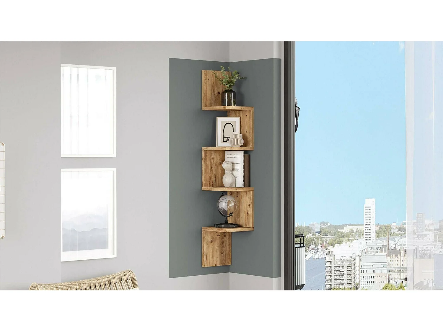 Étagère murale Kalliope, Étagère, Tablette murale, Rayonnage polyvalent, 22x22h117 cm, Chêne