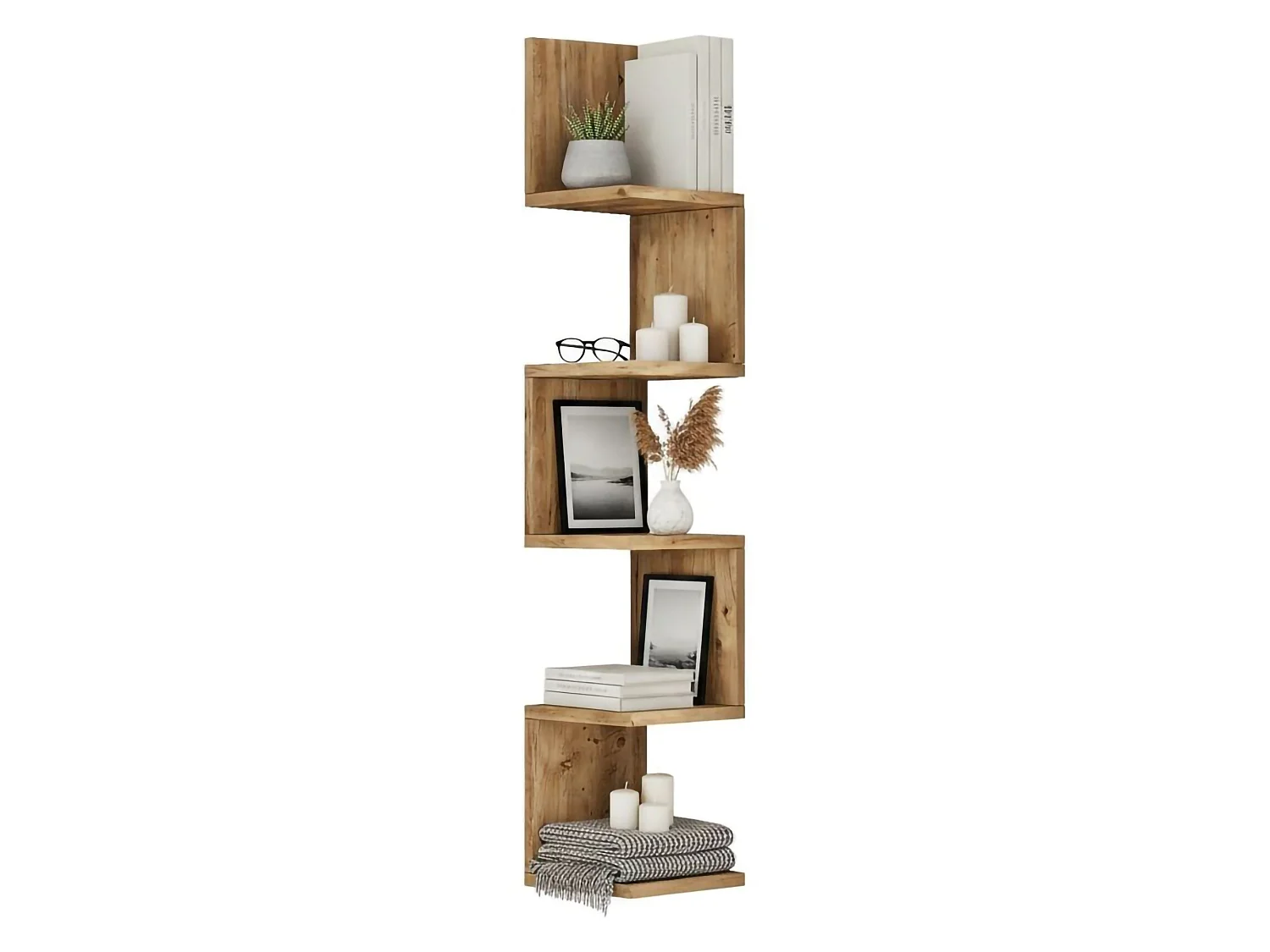 Étagère murale Kalliope, Étagère, Tablette murale, Rayonnage polyvalent, 22x22h117 cm, Chêne