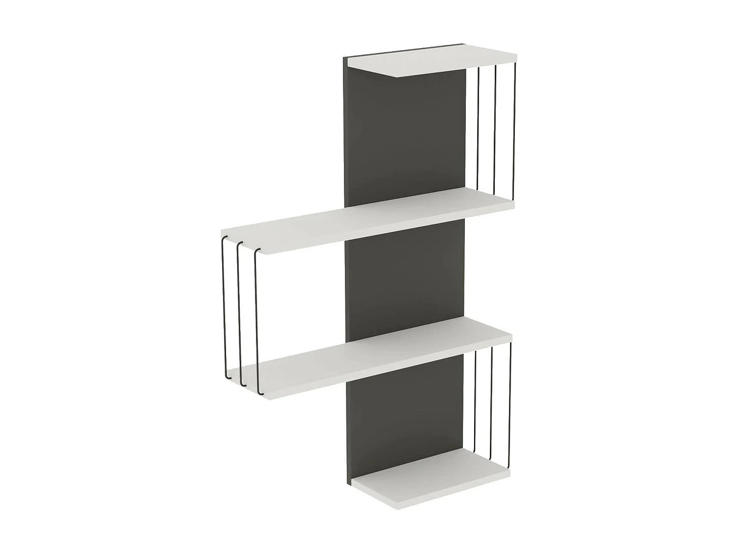Étagère murale Hadar, Étagère, Tablette murale, Rayonnage polyvalent, 64x19h96 cm, Blanc et anthracite