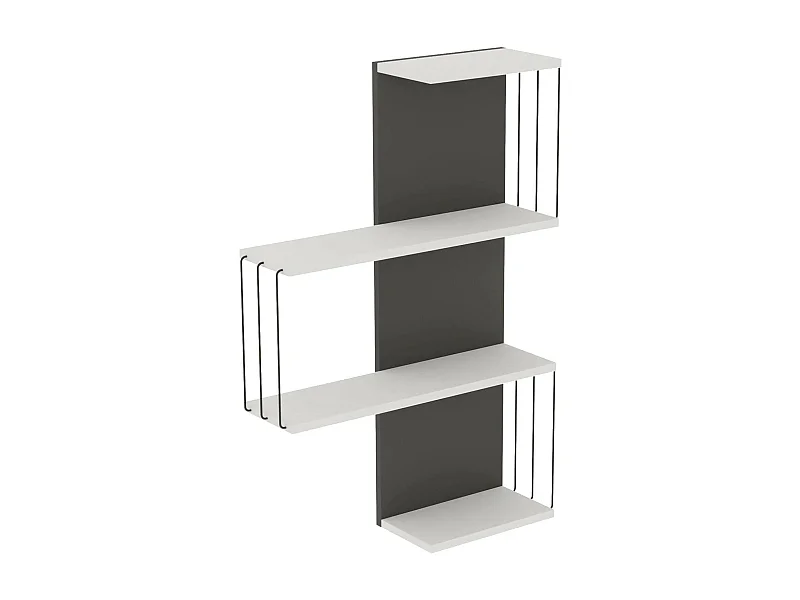 Étagère murale Hadar, Étagère, Tablette murale, Rayonnage polyvalent, 64x19h96 cm, Blanc et anthracite