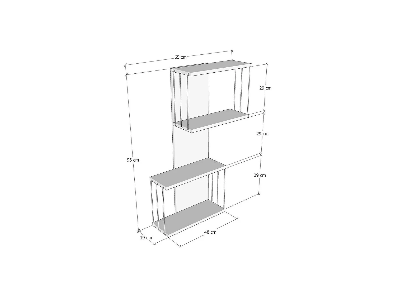 Étagère murale Mirzam, Étagère, Tablette murale, Rayonnage polyvalent, 65x19h96 cm, Anthracite et chêne