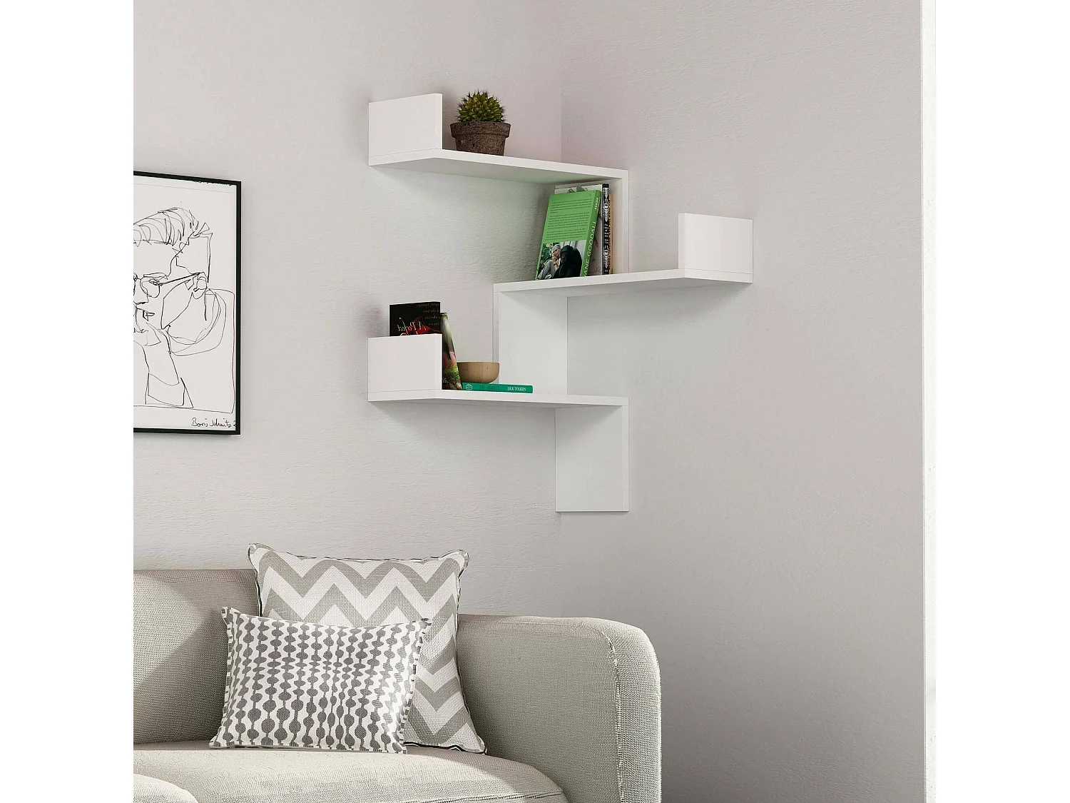 Étagère murale Sao, Étagère, Tablette murale, Rayonnage polyvalent, 60x60h90 cm, Blanc