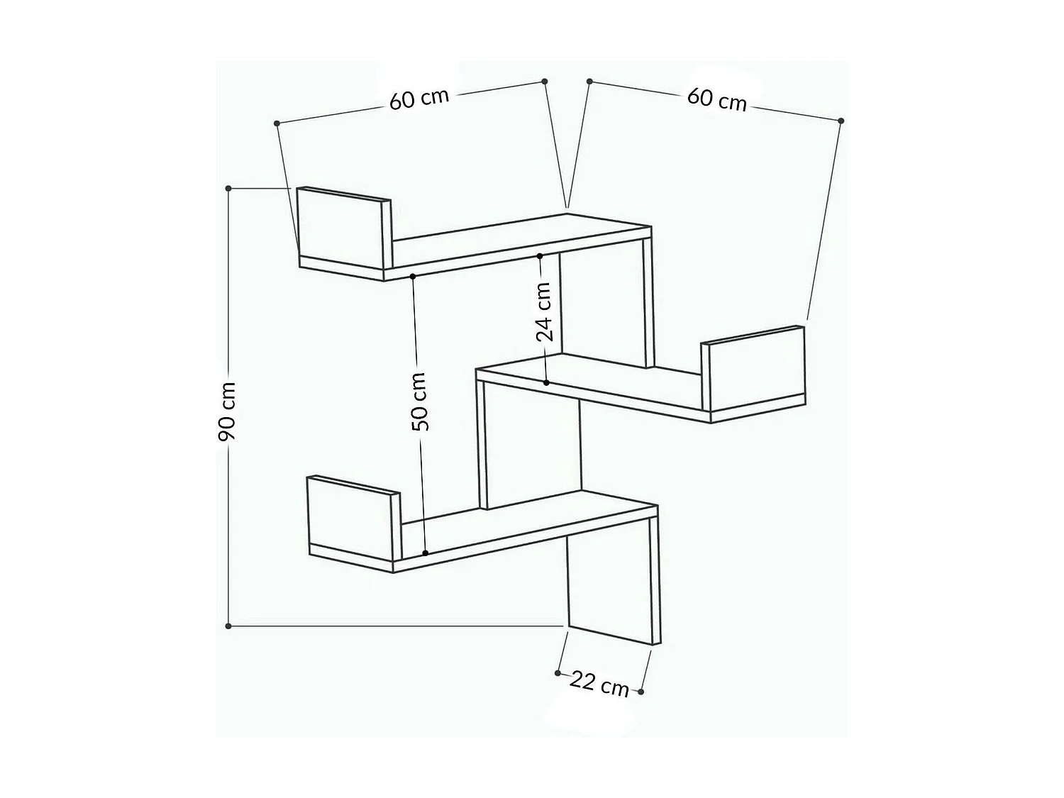Dp plankIacezz, Plank, Wandplank, Multifunctioneel rek, 60x60h90 cm, Wit