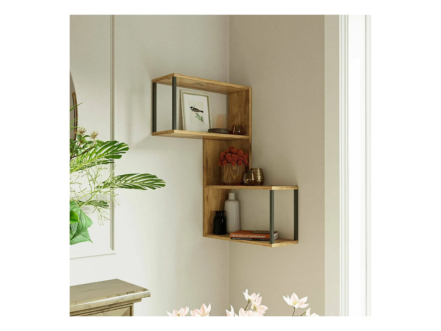 Estantería Dperan, Estante, Estante de pared, Estanterías multiusos, 53x20h85 cm, Roble