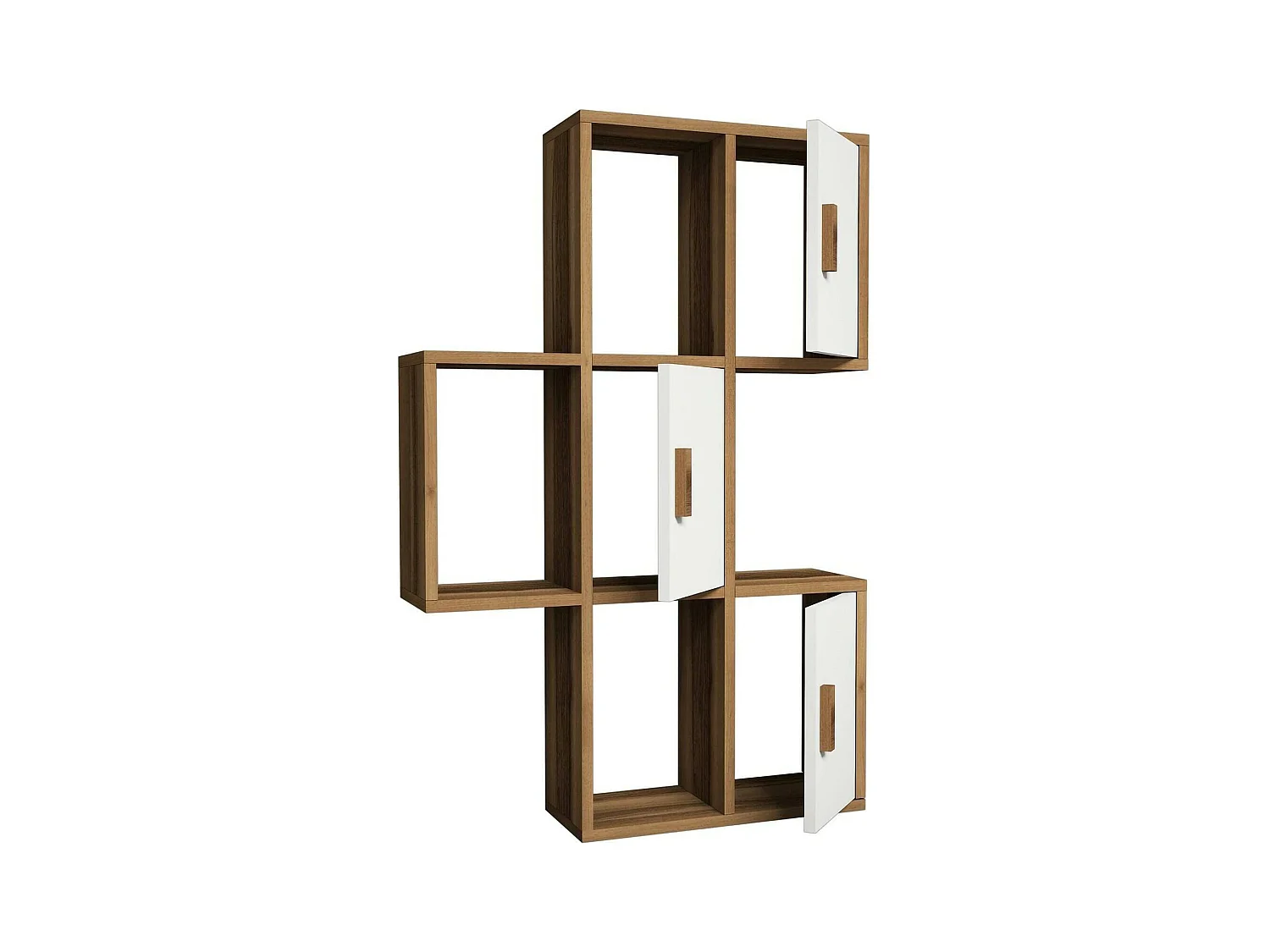 Dmoschin-schappen, ScaffAle, Wandplank, Multifunctionele rekken, 50x20h113 cm, Walnoot en Wit