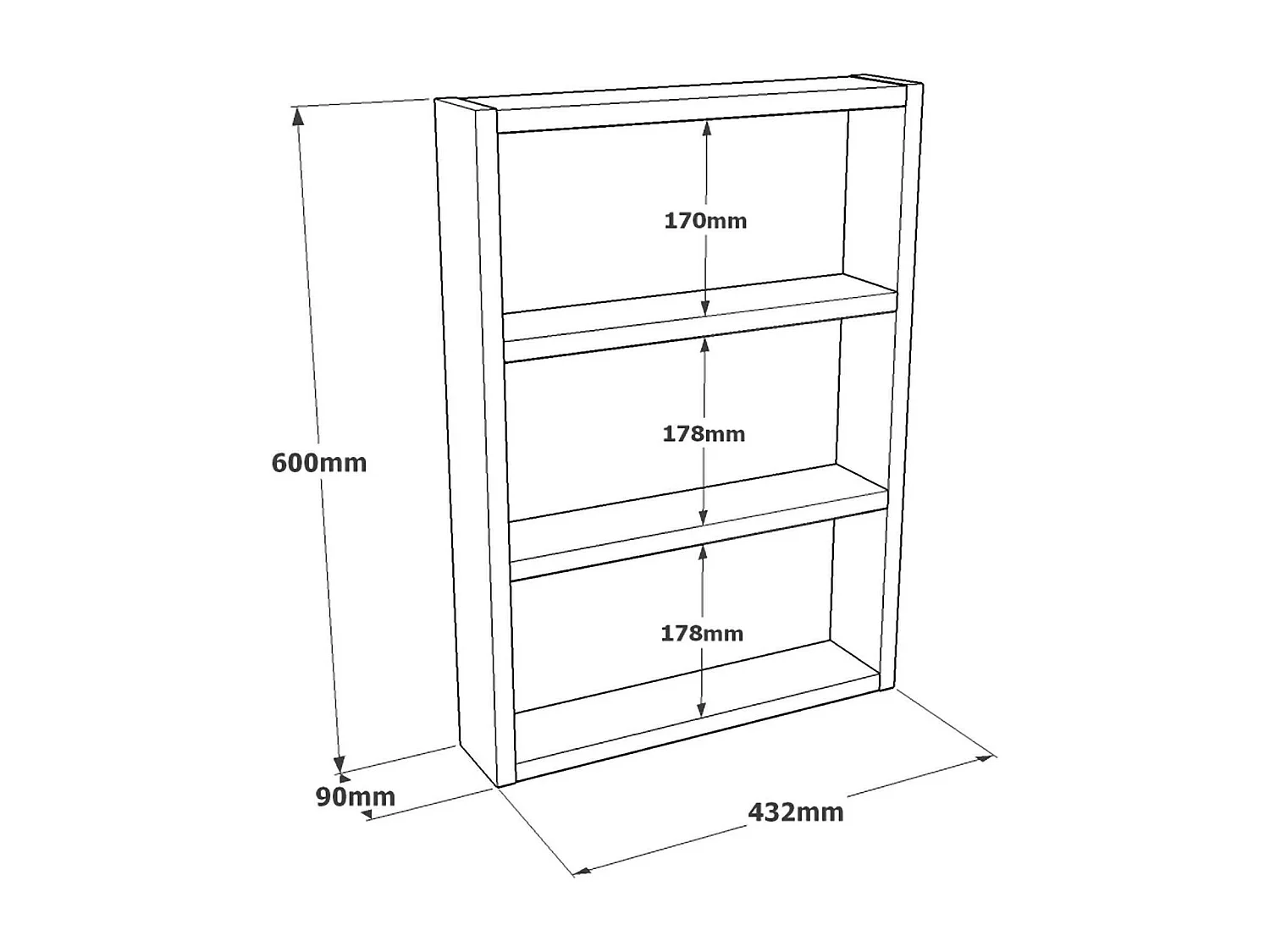 Estantería Dalbier, Estante, Estante de pared, Estanterías multiusos, 43x9h60 cm, Roble