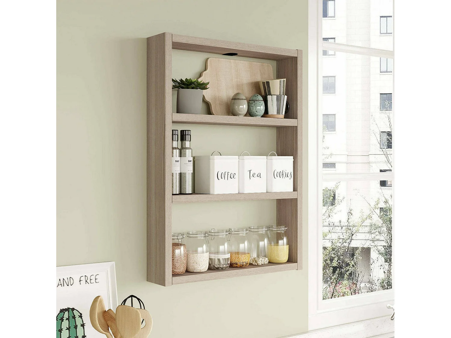 Estantería Dalbier, Estante, Estante de pared, Estanterías multiusos, 43x9h60 cm, Roble