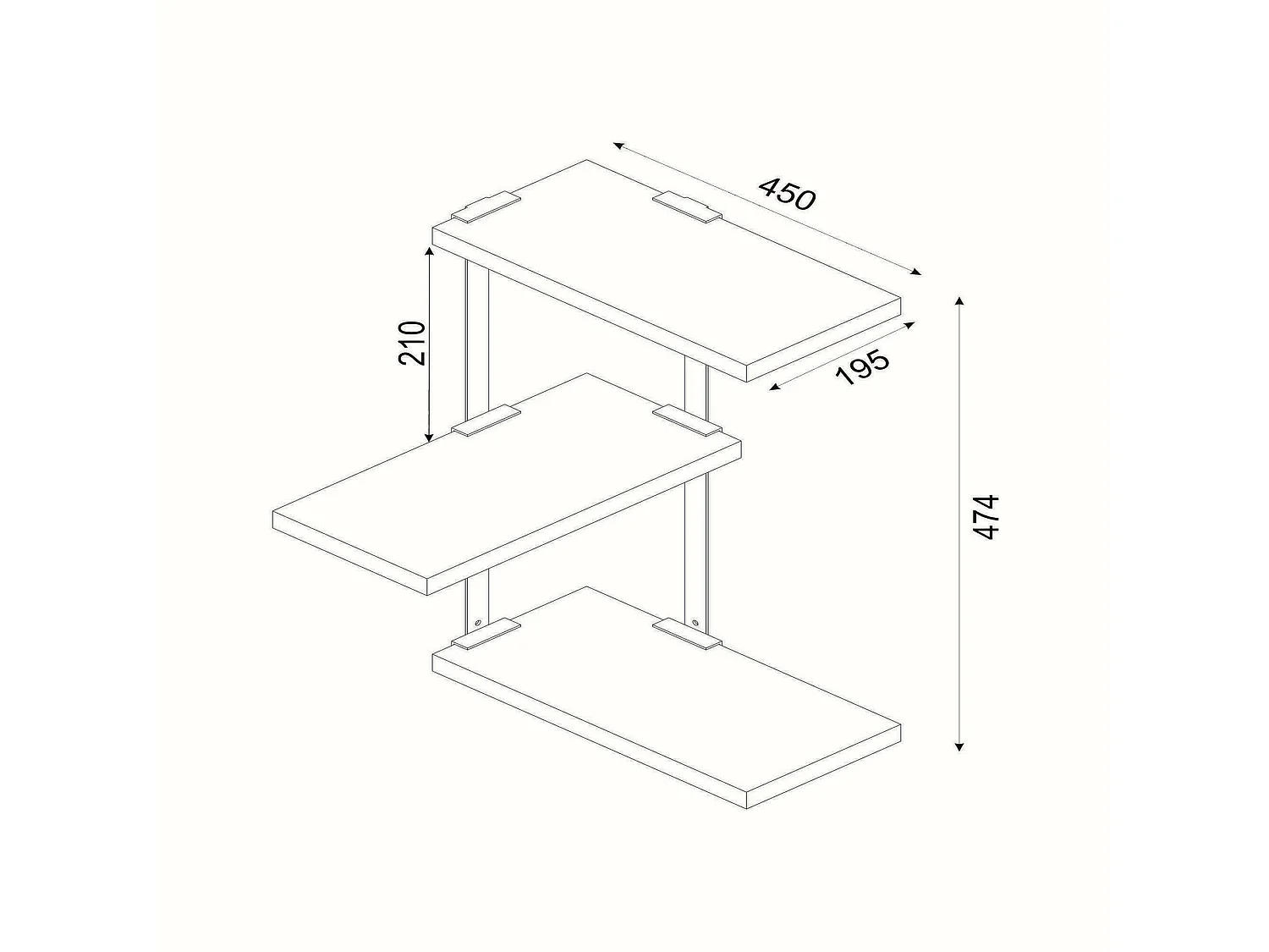 Prateleira Dboseggi, Prateleira, Prateleira de parede, Prateleiras multiusos, 45x20h47 cm, Noz e Preto