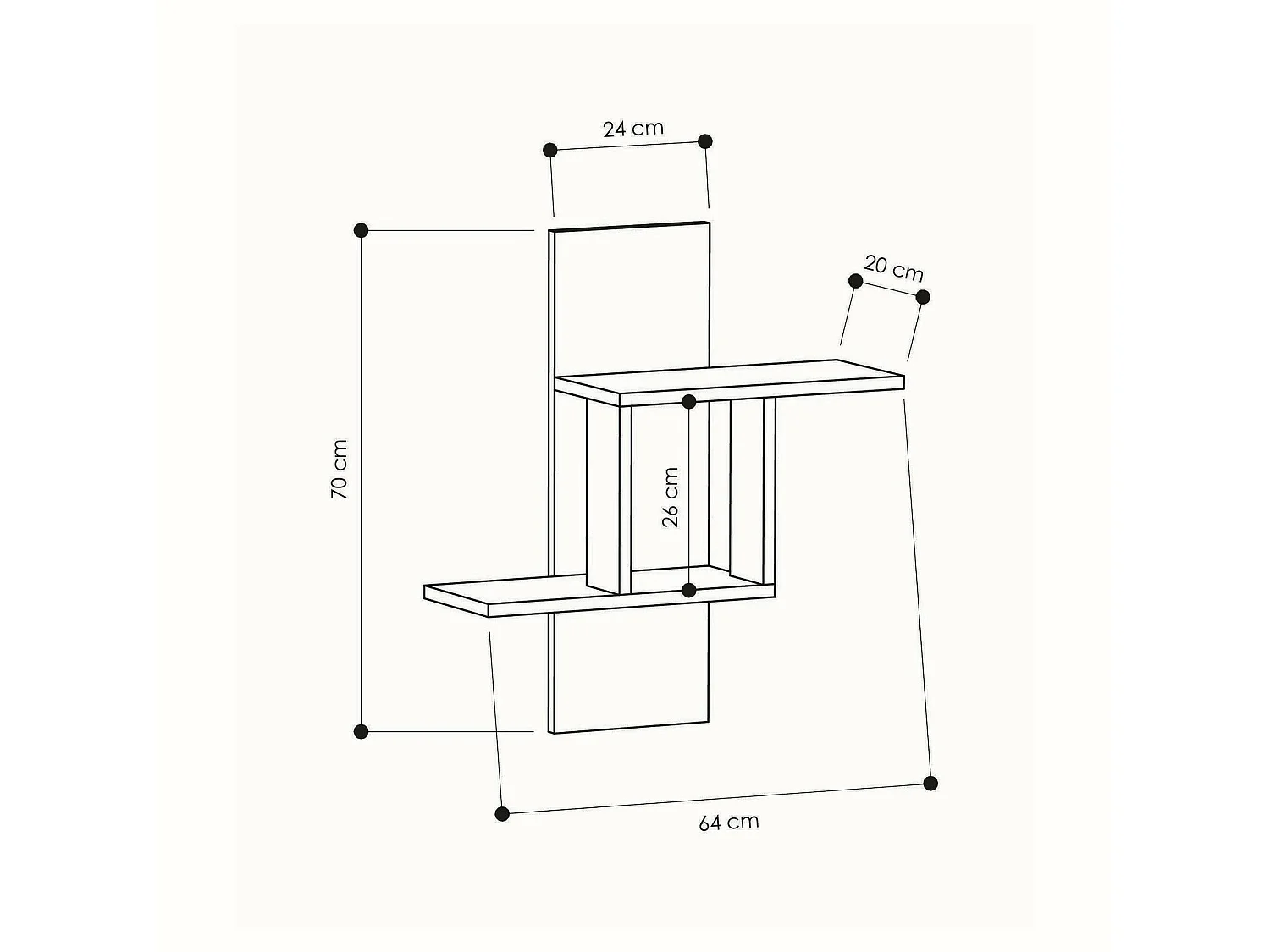 Regal Dmatej, Gestell, Wandregal, Mehrzweckregale, 64x20h70 cm, WeiÃŸ