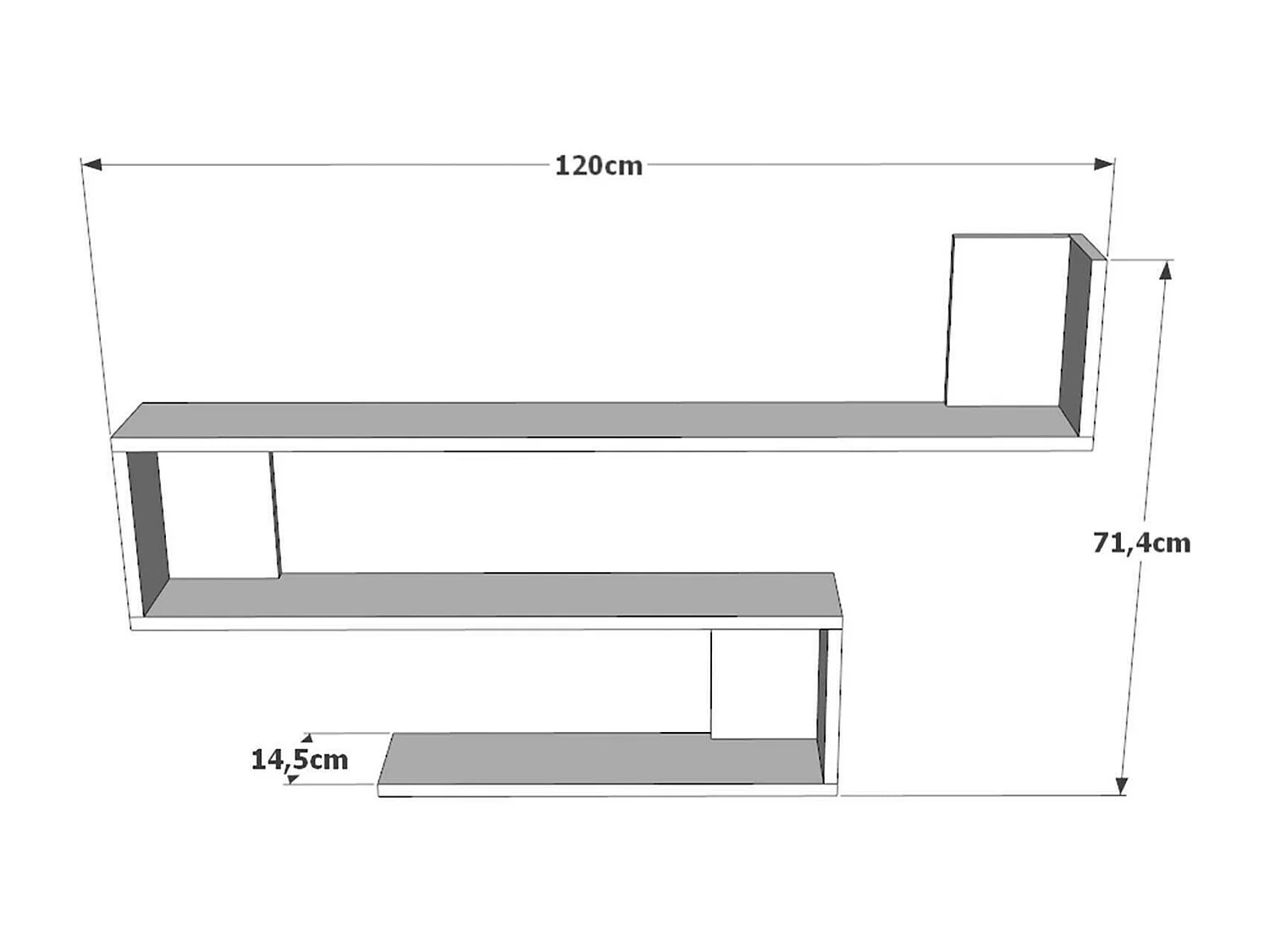 Estantería Dpi, Estante, Estante de pared, Estanterías multiusos, 120x15h71 cm, Roble