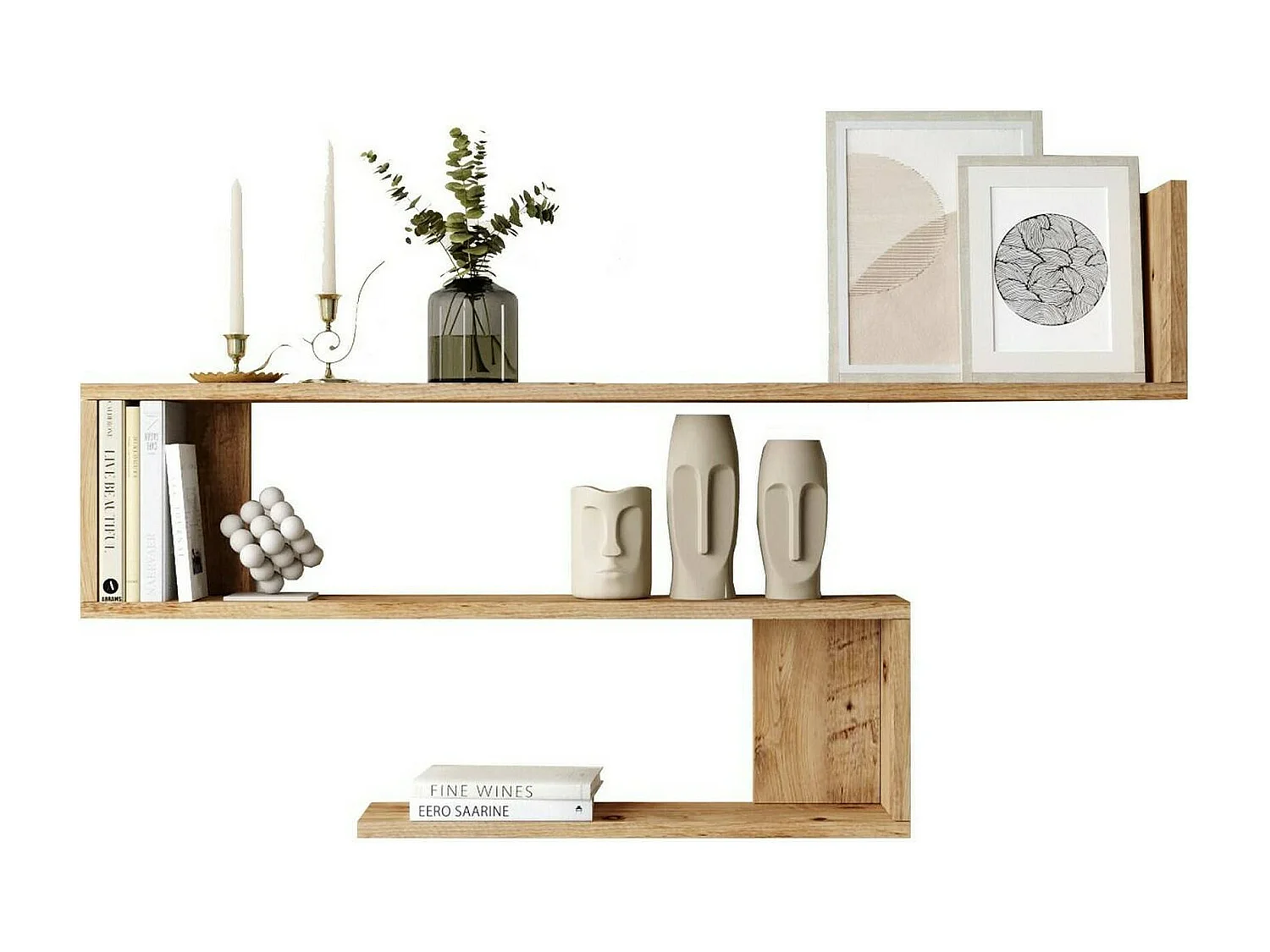 Estantería Dpi, Estante, Estante de pared, Estanterías multiusos, 120x15h71 cm, Roble