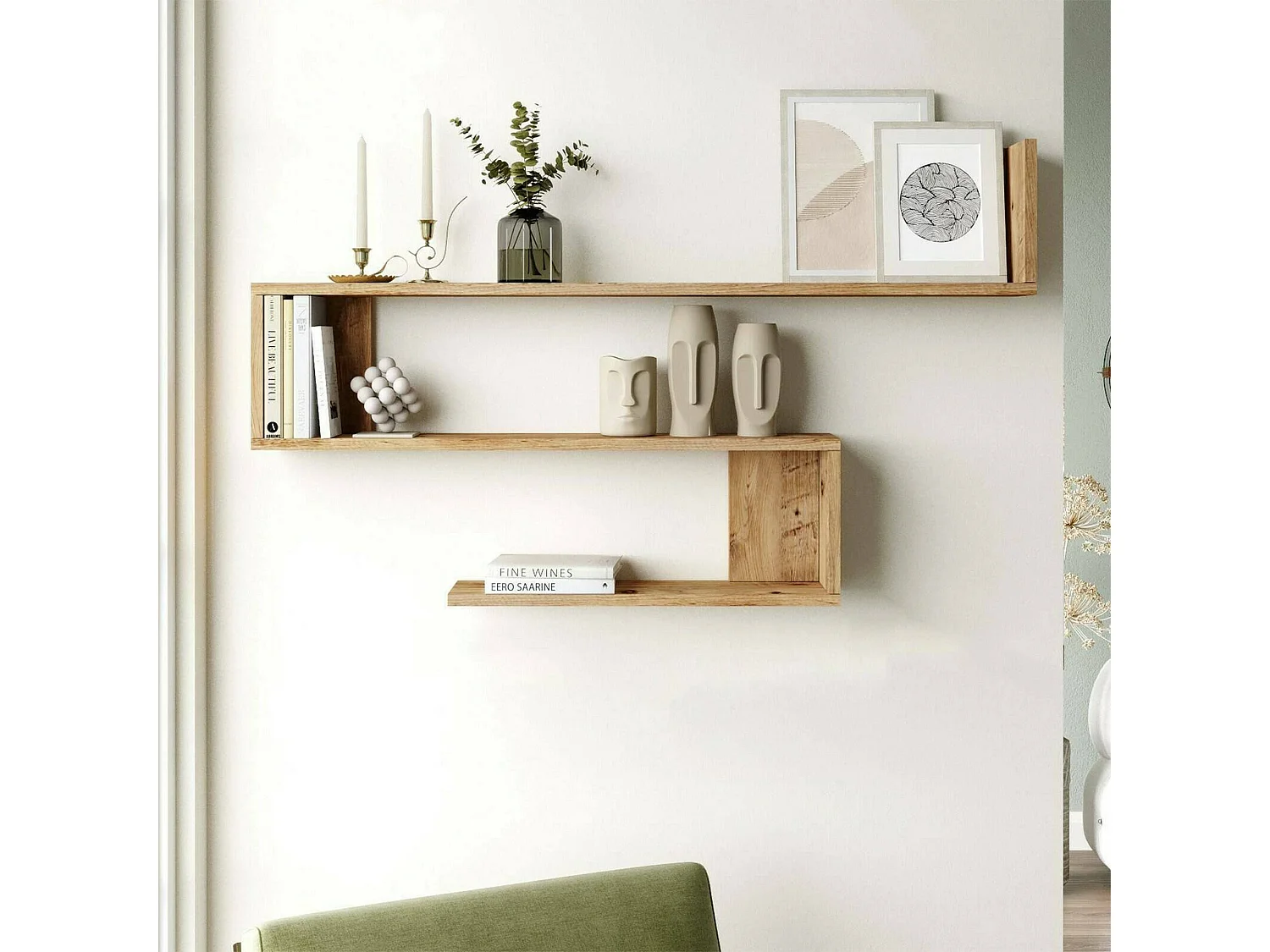 Étagère murale Stellara, Étagère, Tablette murale, Rayonnage polyvalent, 120x15h71 cm, Chêne