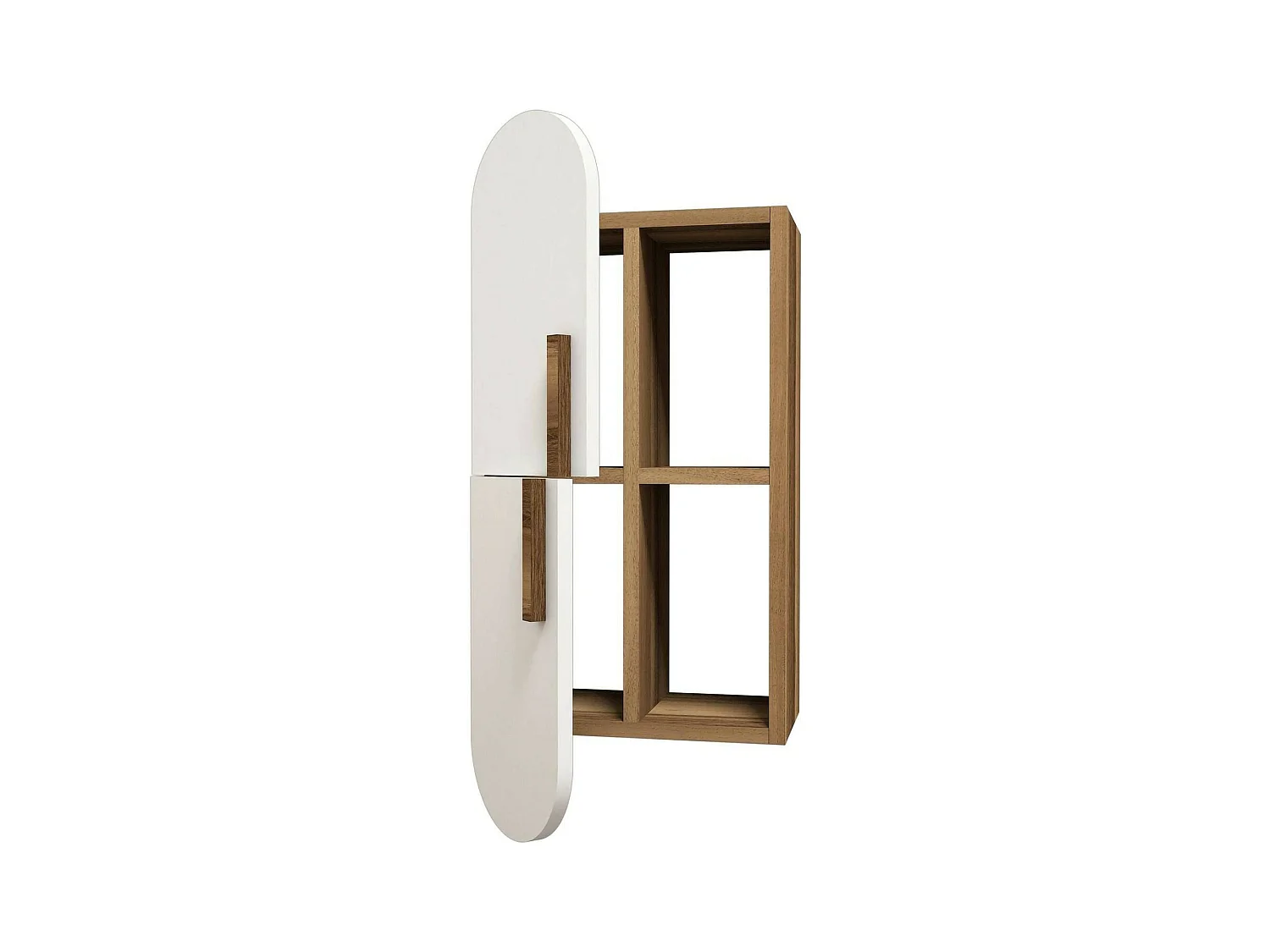 Dfirman Plank, Plank, Wandplank, Multifunctionele Rekken, 35x22h60 cm, Walnoot en Wit