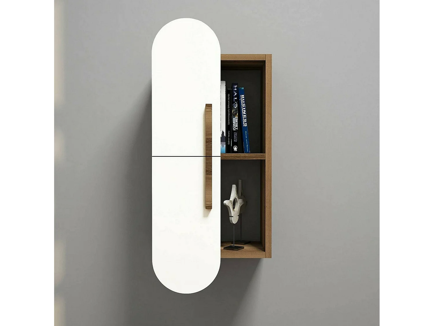 Étagère murale Aquilae, Étagère, Tablette murale, Rayonnage polyvalent, 35x22h60 cm, Noyer et Blanc