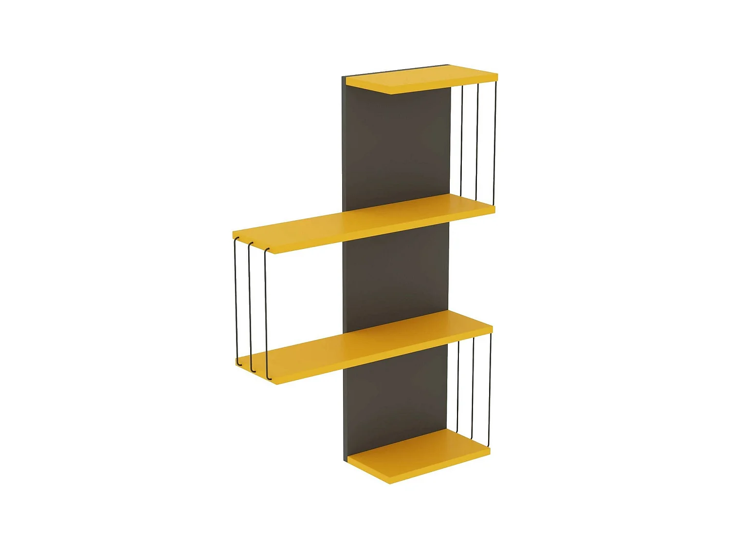 Prateleira Dmannocc, Prateleira, Prateleira de parede, Prateleiras multiusos, 64x19h96 cm, Antracite e Amarelo
