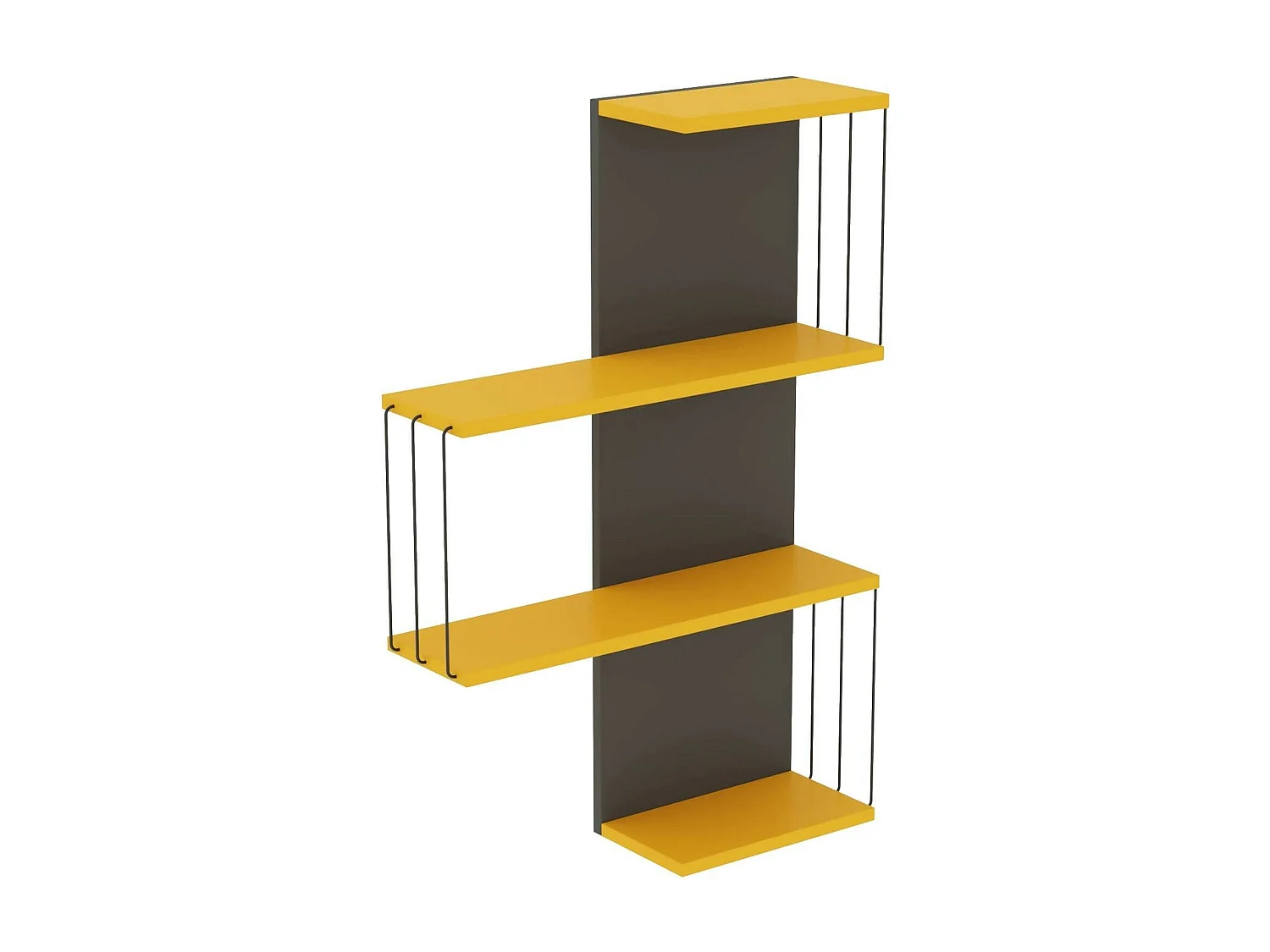 Estantería Dmannocc, Estante, Estante de pared, Estanterías multiusos, 64x19h96 cm, Antracita y Amarillo