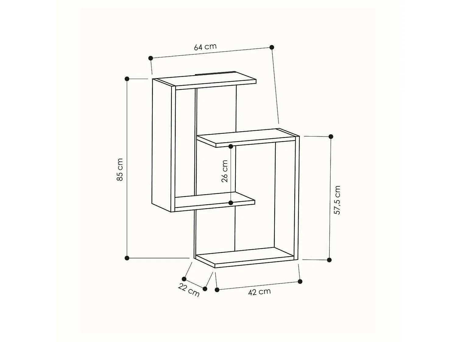 Étagère murale Seren, Étagère, Tablette murale, Rayonnage polyvalent, 64x22h85 cm, Anthracite et chêne