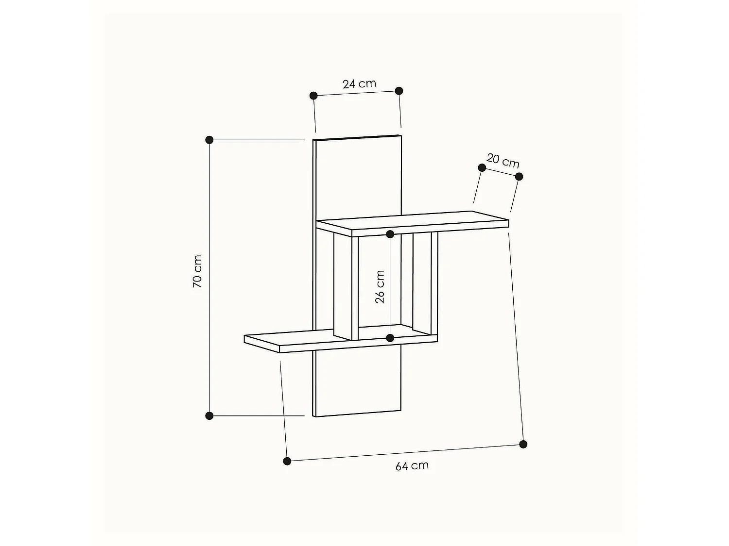 Dmatej Plank, Plank, Wandplank, Multifunctionele Rekken, 64x20h70 cm, Eiken