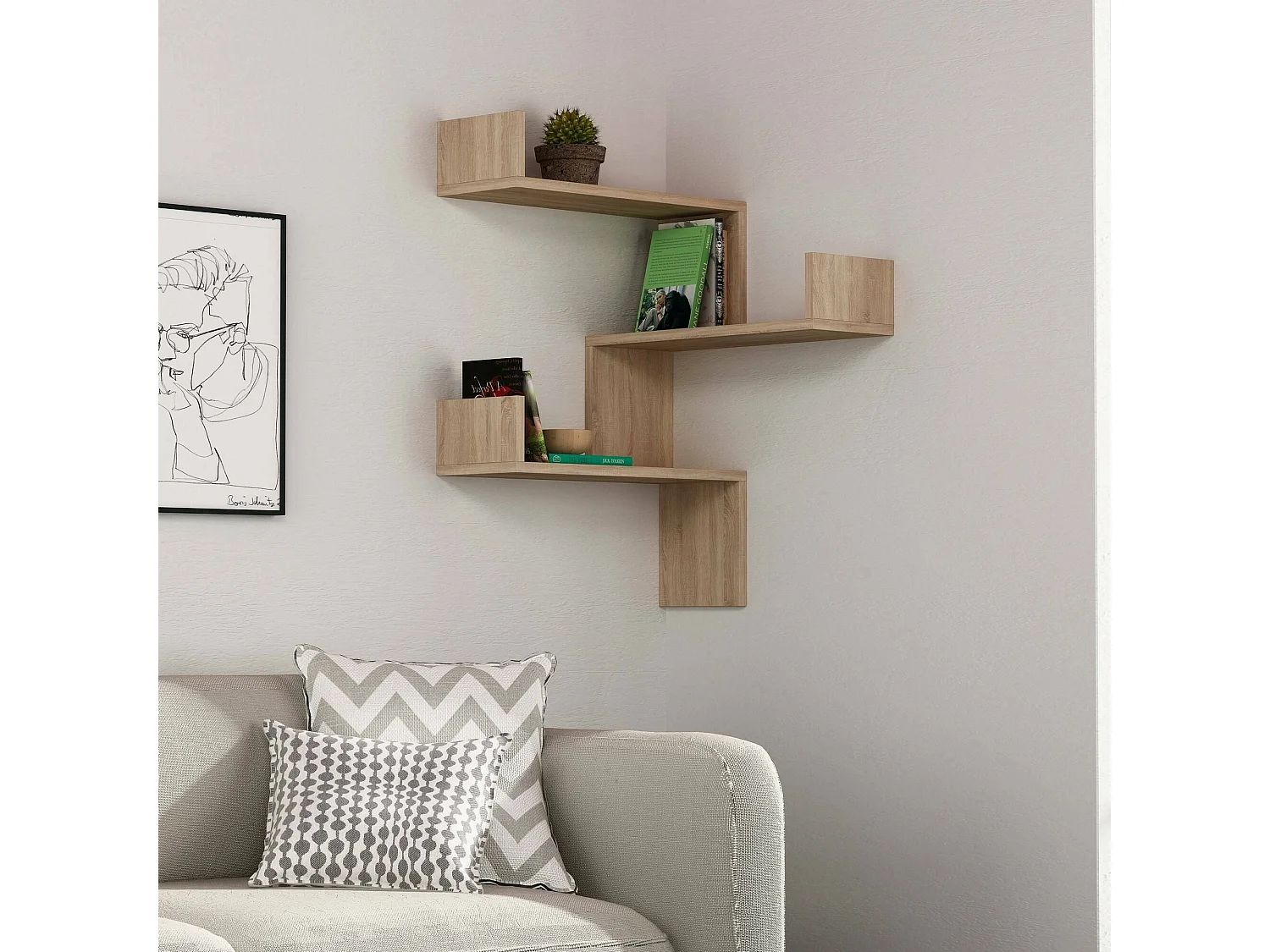 Regal Dpiacezz, Gestell, Wandregal, Mehrzweckregale, 60x90h60 cm, Eiche