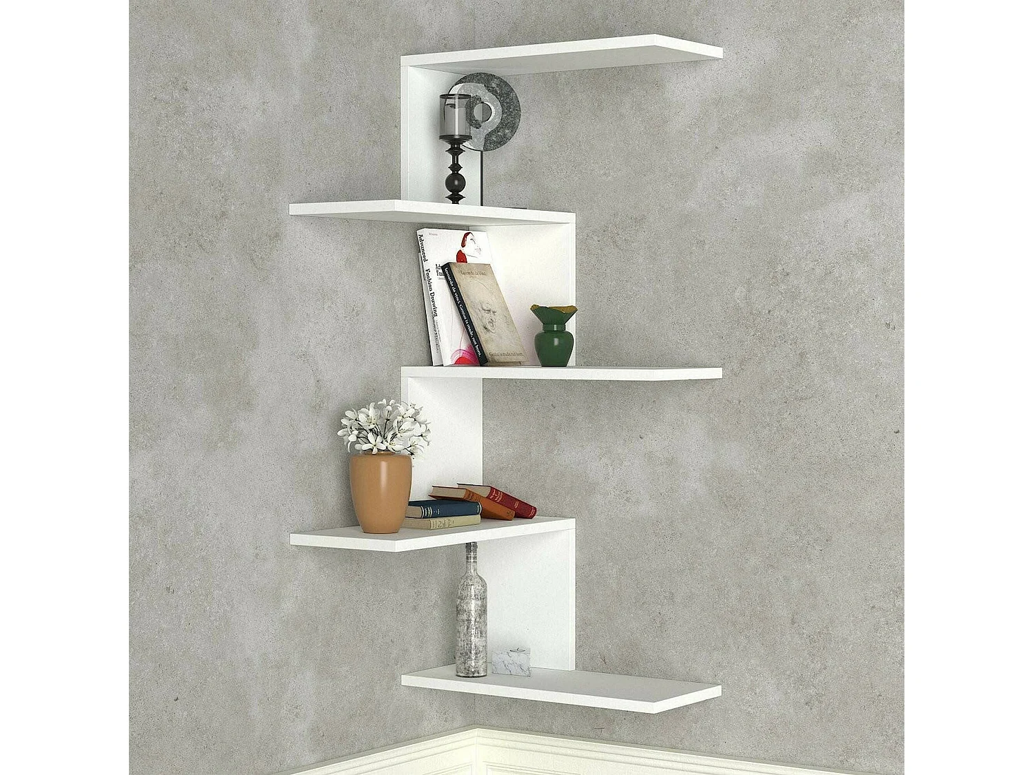 Étagère murale Galatea, Étagère, Tablette murale, Rayonnage polyvalent, 52x30h109 cm, Blanc
