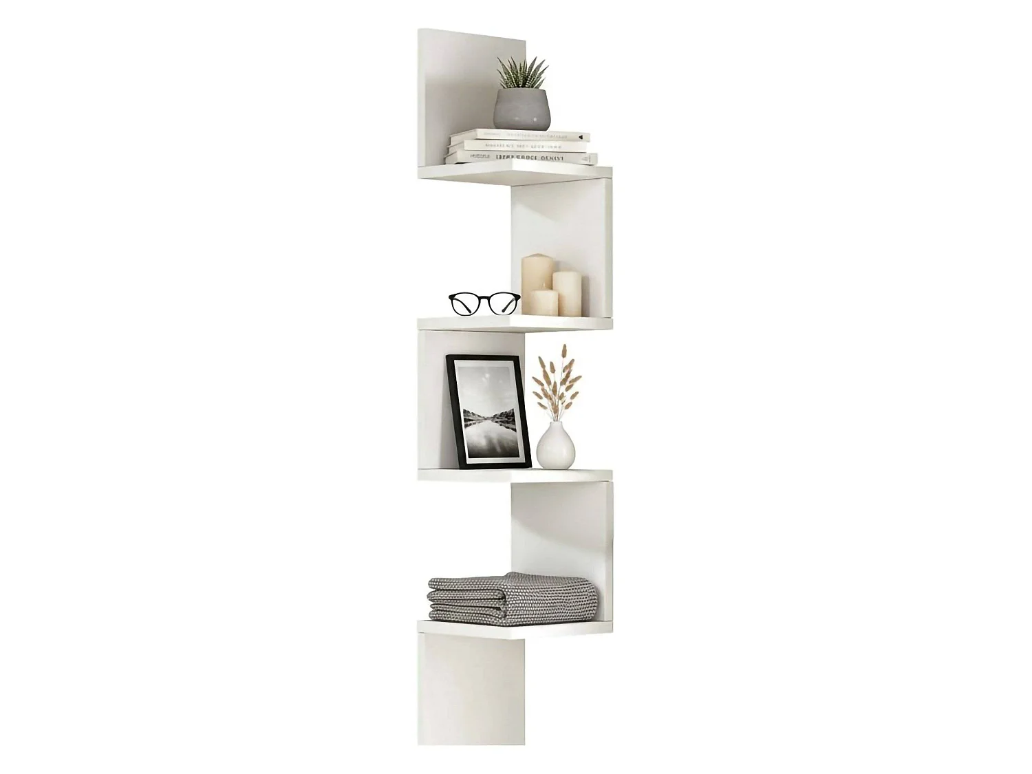 Étagère murale Kalliope, Étagère, Tablette murale, Rayonnage polyvalent, 22x22h117 cm, Blanc