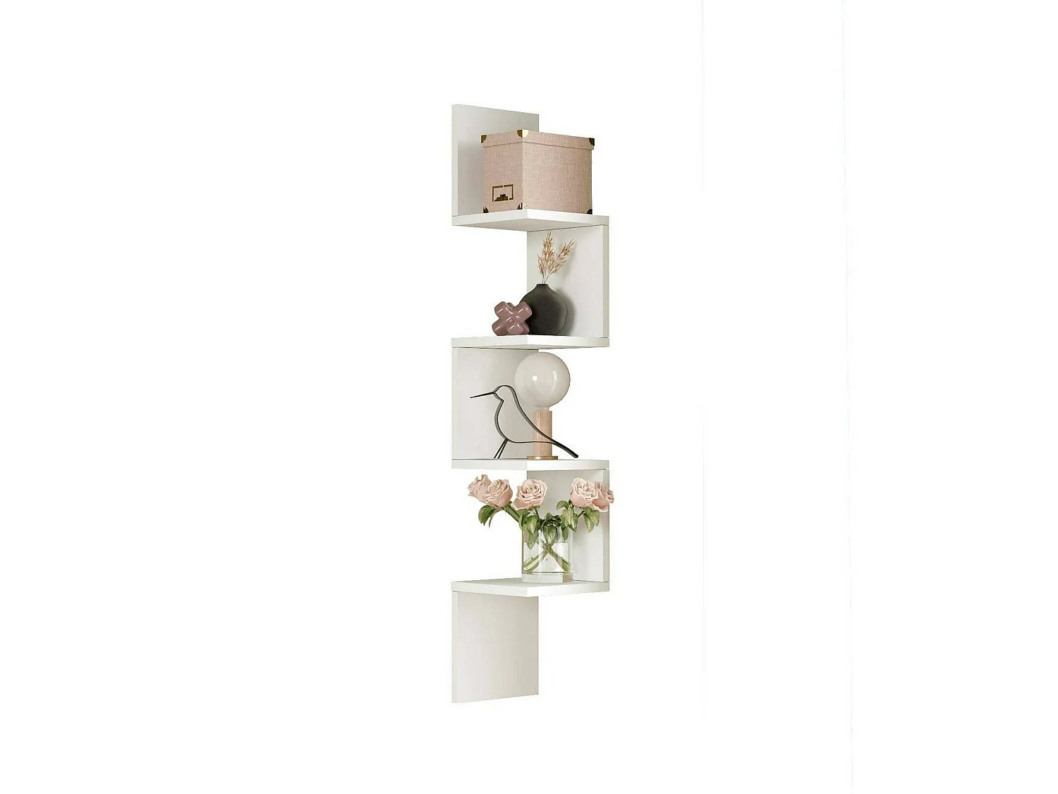 Étagère murale Kalliope, Étagère, Tablette murale, Rayonnage polyvalent, 22x22h117 cm, Blanc