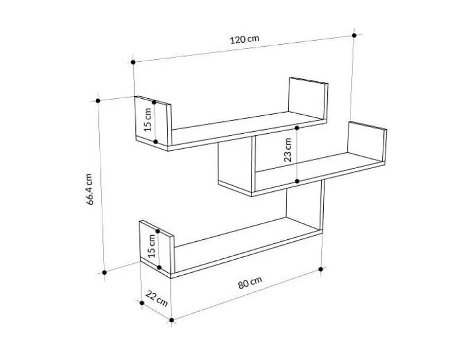 Estantería Dpar, Estante, Estante de pared, Estanterías multiusos, 119x23h67 cm, Blanco
