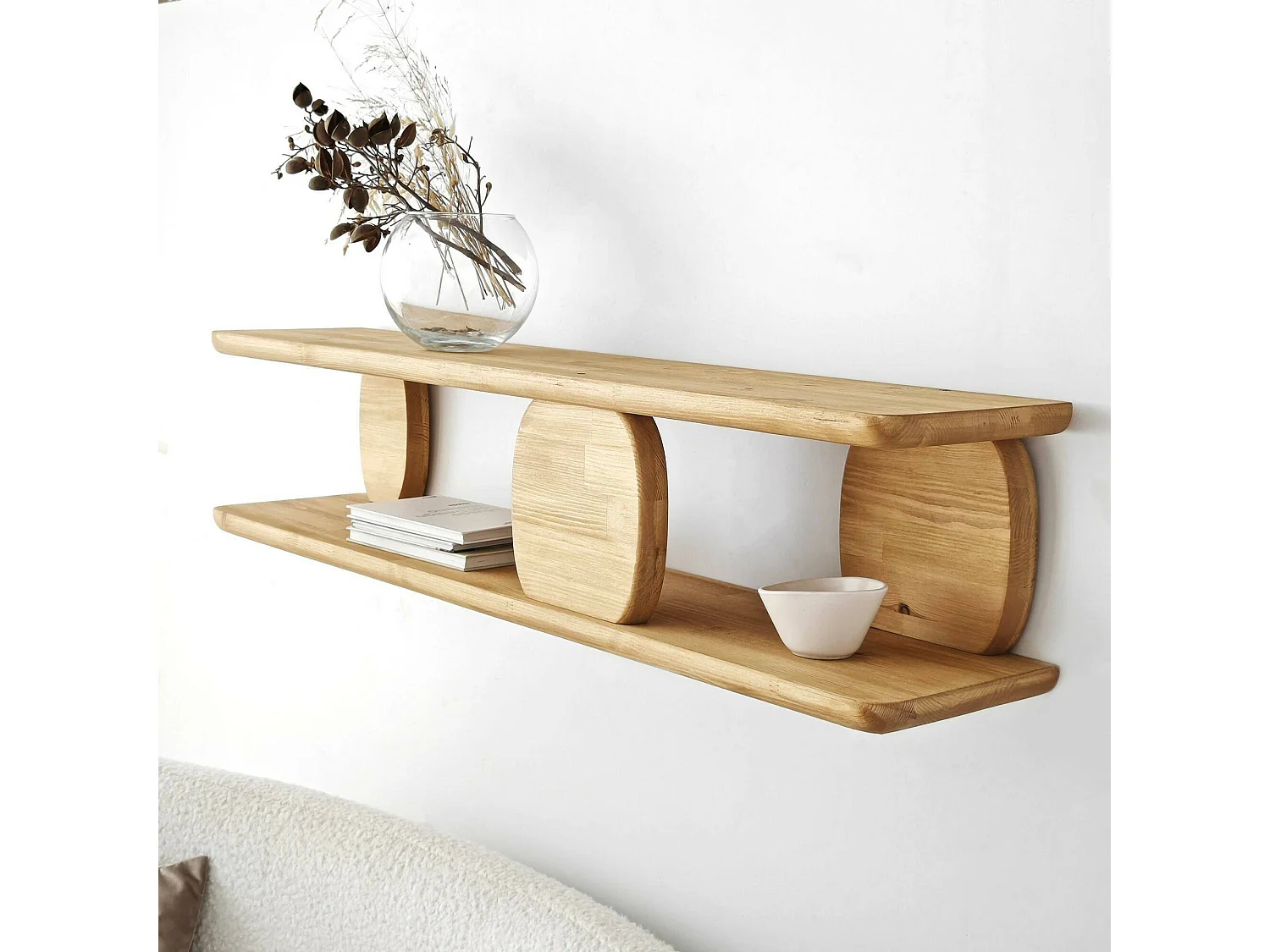 Étagère murale Orionia, Étagère, Tablette murale, Rayonnage polyvalent, 120x24h30 cm, Chêne