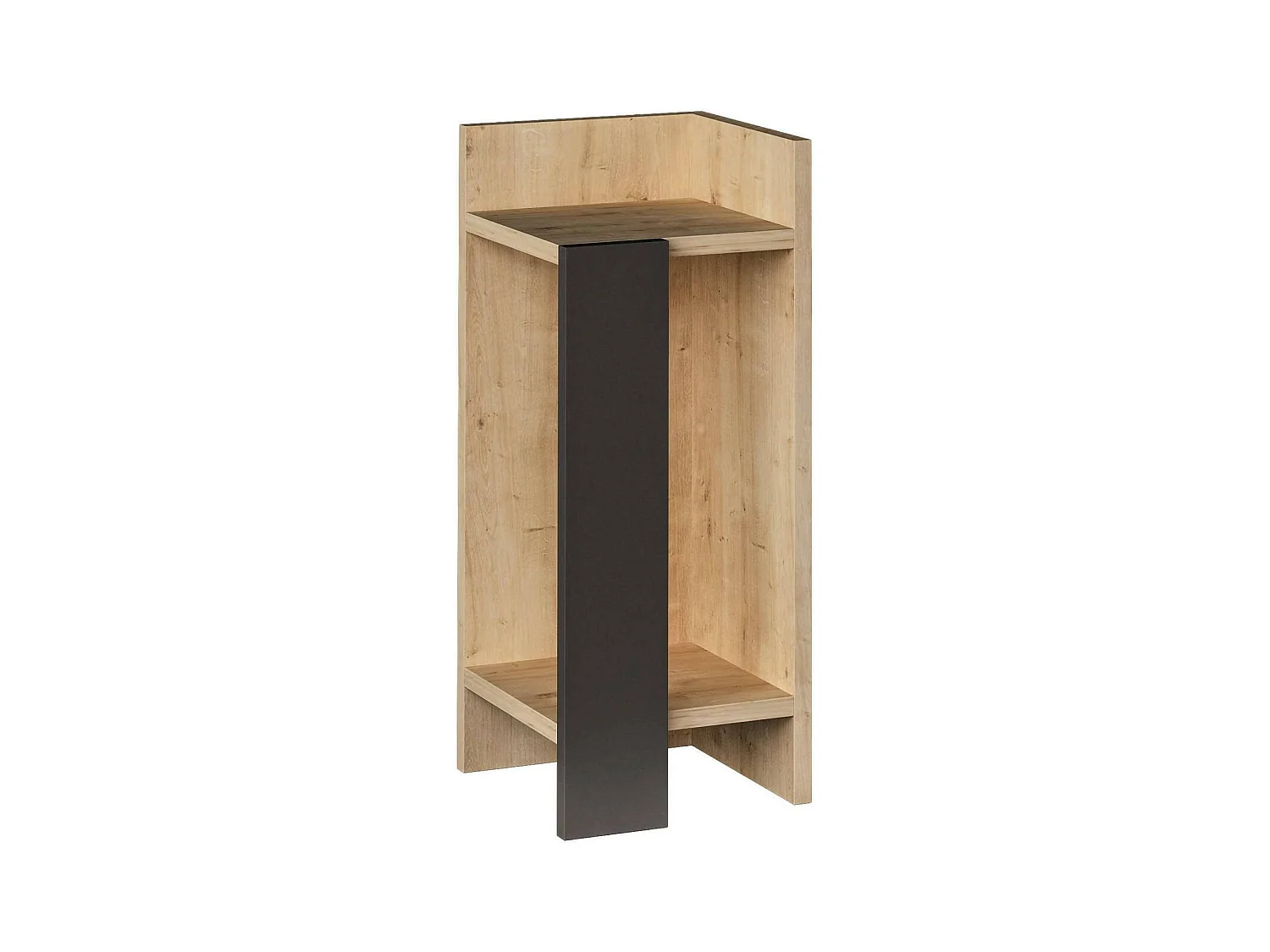 Chevet Taurus, Commode basse, Table de nuit, Étagère de chevet, 25x27h60 cm, Chêne et Anthracite