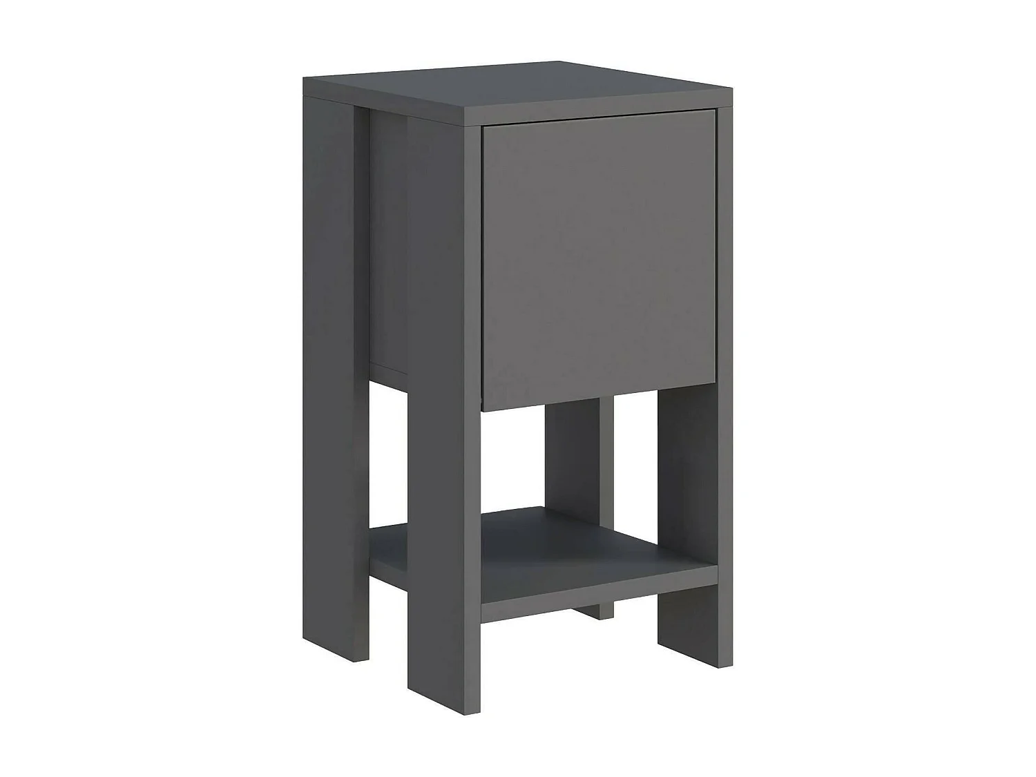 Chevet Draco, Commode basse, Table de nuit, Étagère de chevet, 30x30h55 cm, Anthracite
