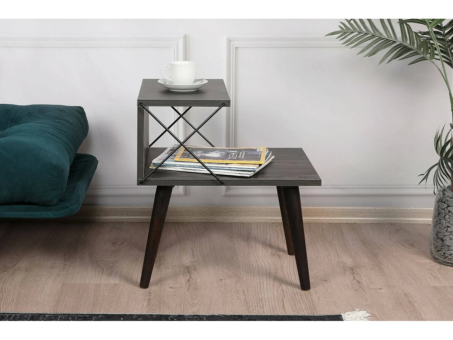 Dmora - Comodino Newton, 50x40h55 cm, Grigio Cenere