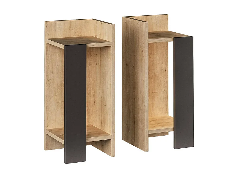 Nachtkastje Dmoscard, lage kast, nachtkastje, bedplank, 25x27h60 cm, eik en antraciet