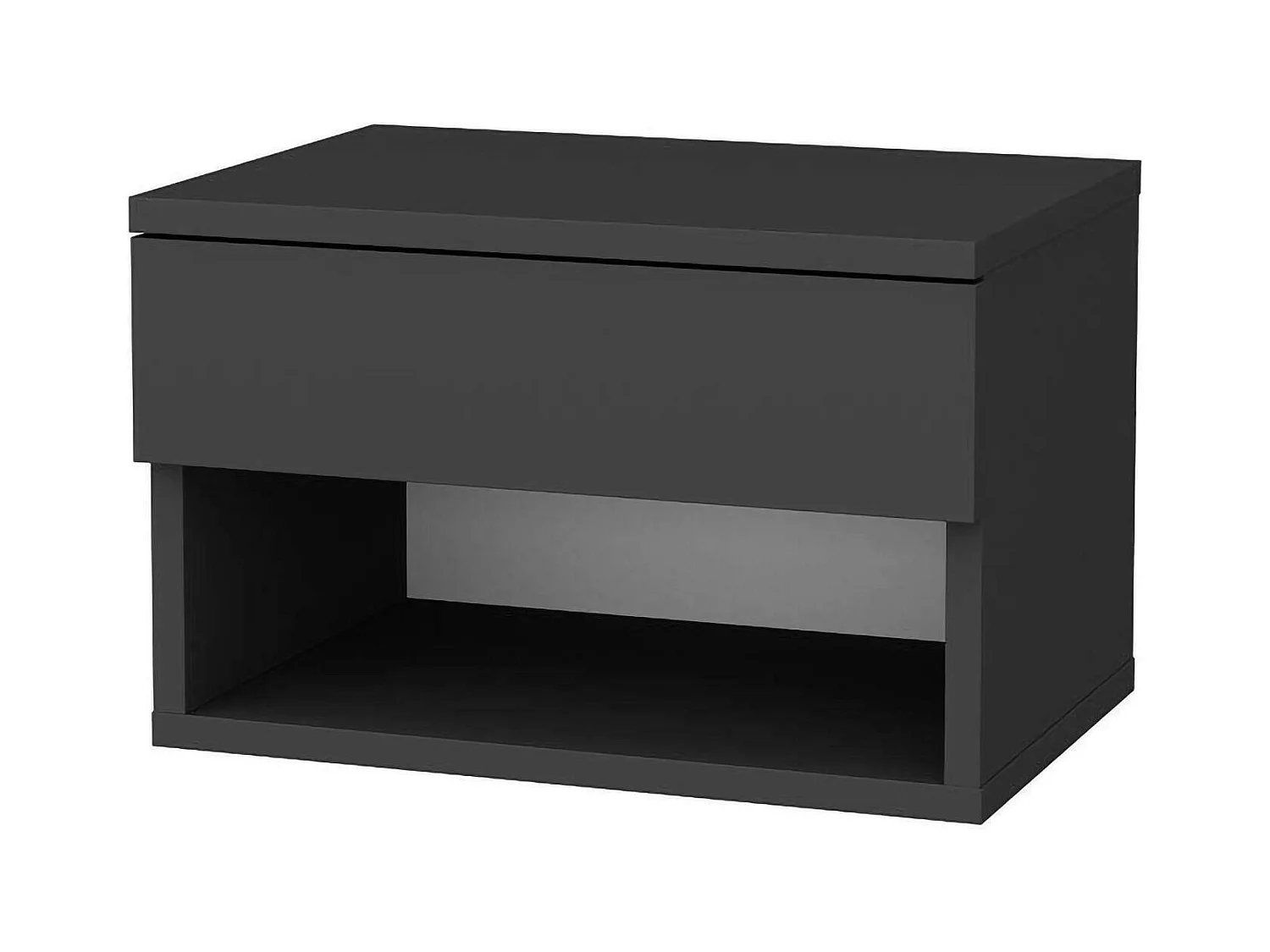 Chevet Pleiades, Commode basse, Table de nuit, Étagère de chevet, 45x29h32 cm, Anthracite