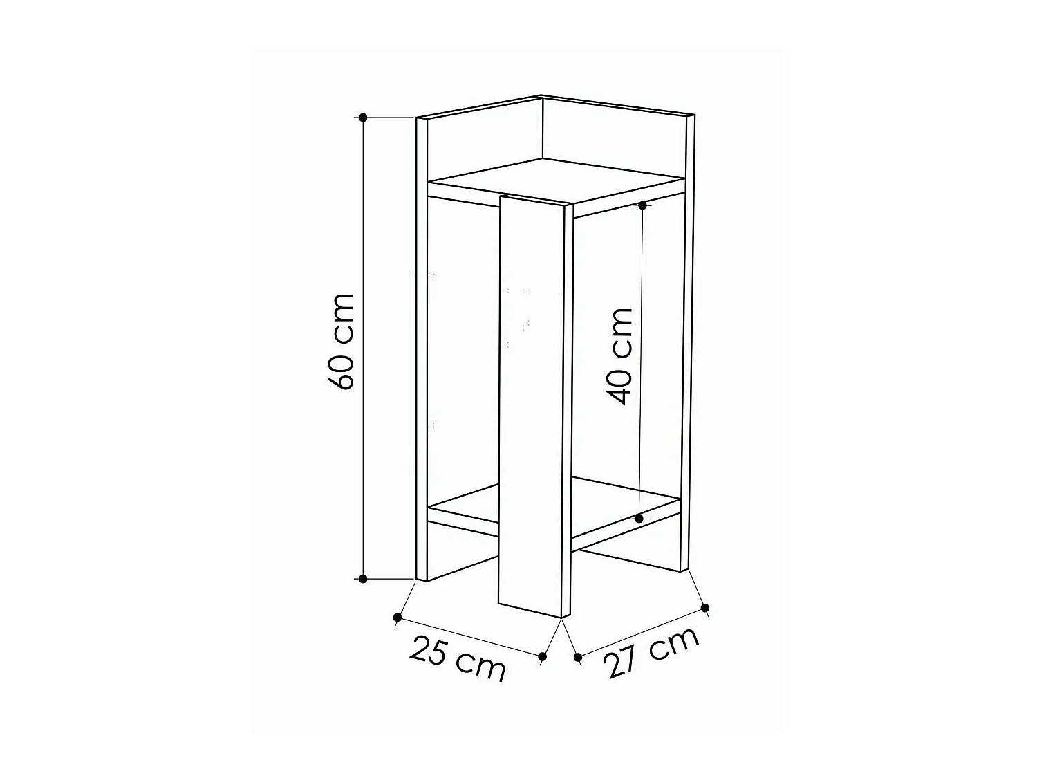Nachttisch Dgregucc, Niedrige Kommode, Tisch, Multifunktionaler Nachttisch, 25x27h60 cm, WeiÃŸ