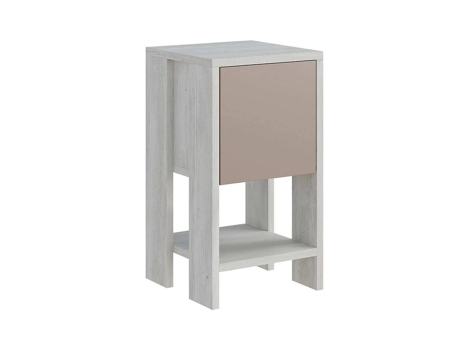 Mesa de cabeceira Dkarsdor, Cômoda baixa, Mesa de cabeceira, Prateleira de cabeceira, 30x30h55 cm, Branco e Torta