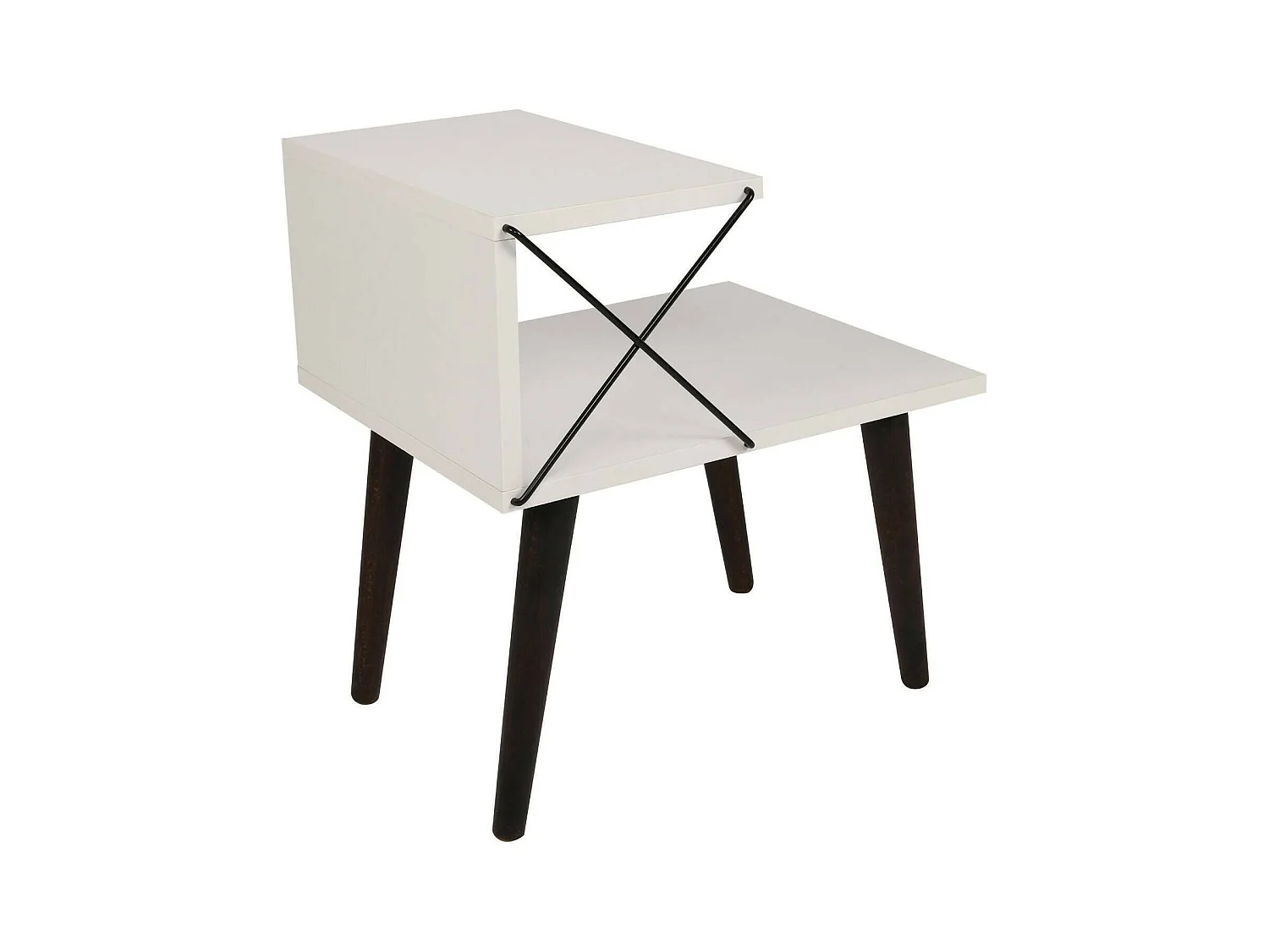 Chevet Astraea, Commode basse, Table de nuit, Étagère de chevet, 50x40h55 cm, Blanc