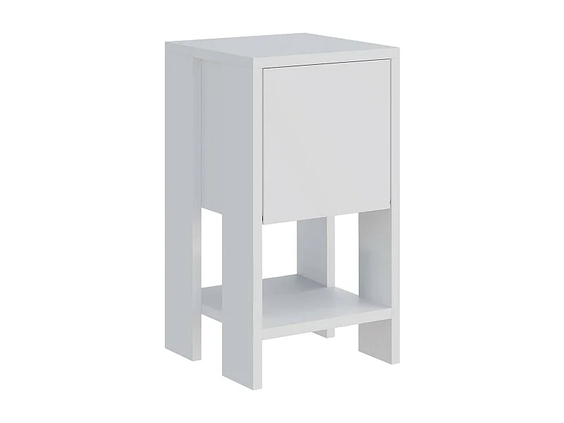 Nachttisch Dkarsdor, Niedrige Kommode, Tisch, Multifunktionaler Nachttisch, 30x30h55 cm, Weiß