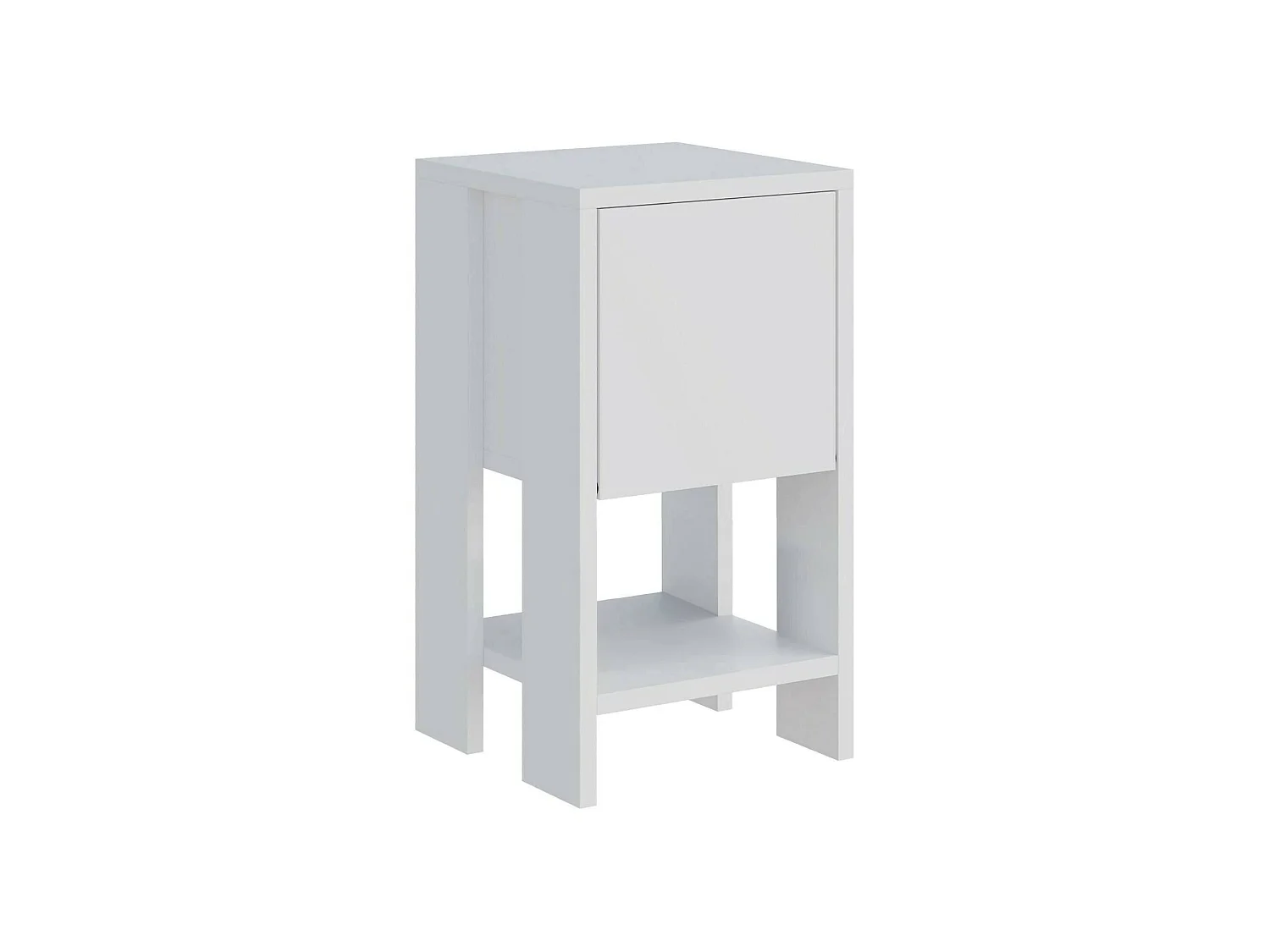 Chevet Draco, Commode basse, Table de nuit, Étagère de chevet, 30x30h55 cm, Blanc